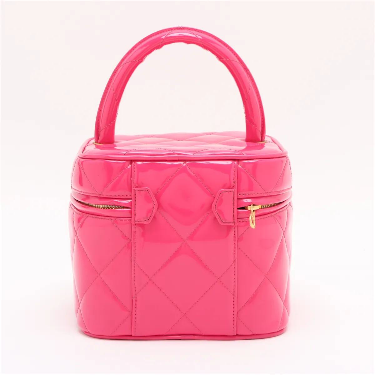[Individually wrapped] Chanel Matelasse patent leather vanity bag pink gold hardware — view 2