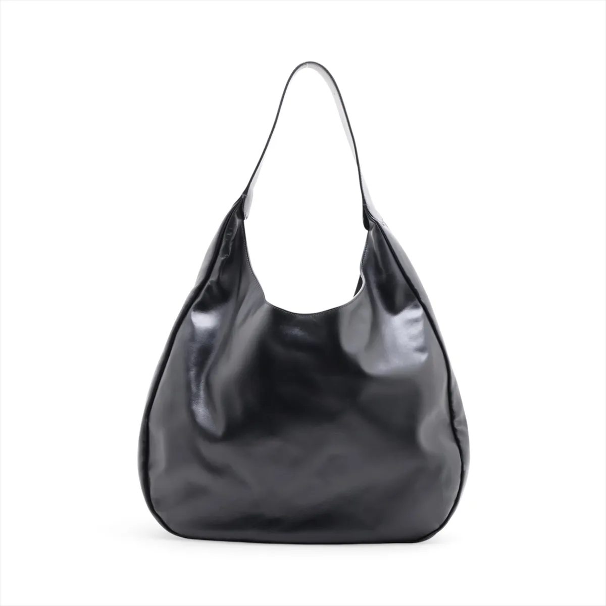 Hobo Leather Shoulder Bag, Black — view 2