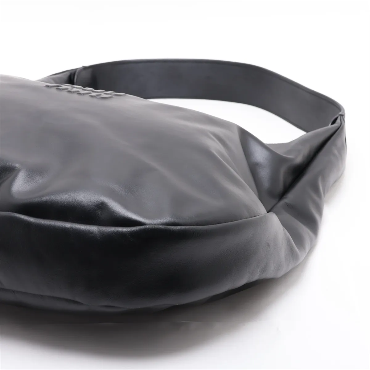 Hobo Leather Shoulder Bag, Black — view 3