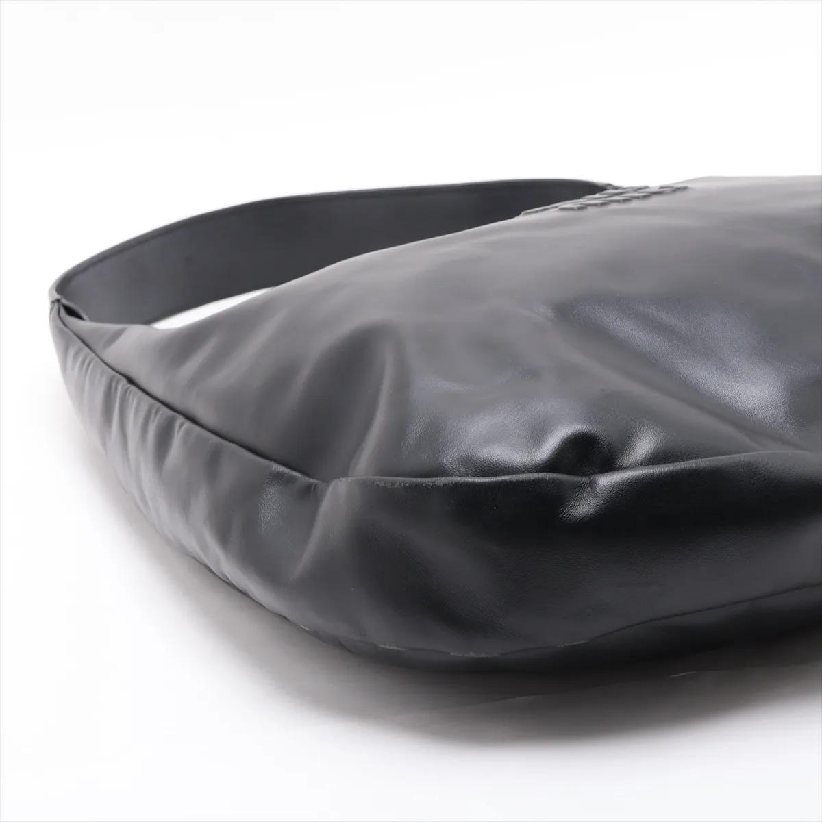 Hobo Leather Shoulder Bag, Black — view 4