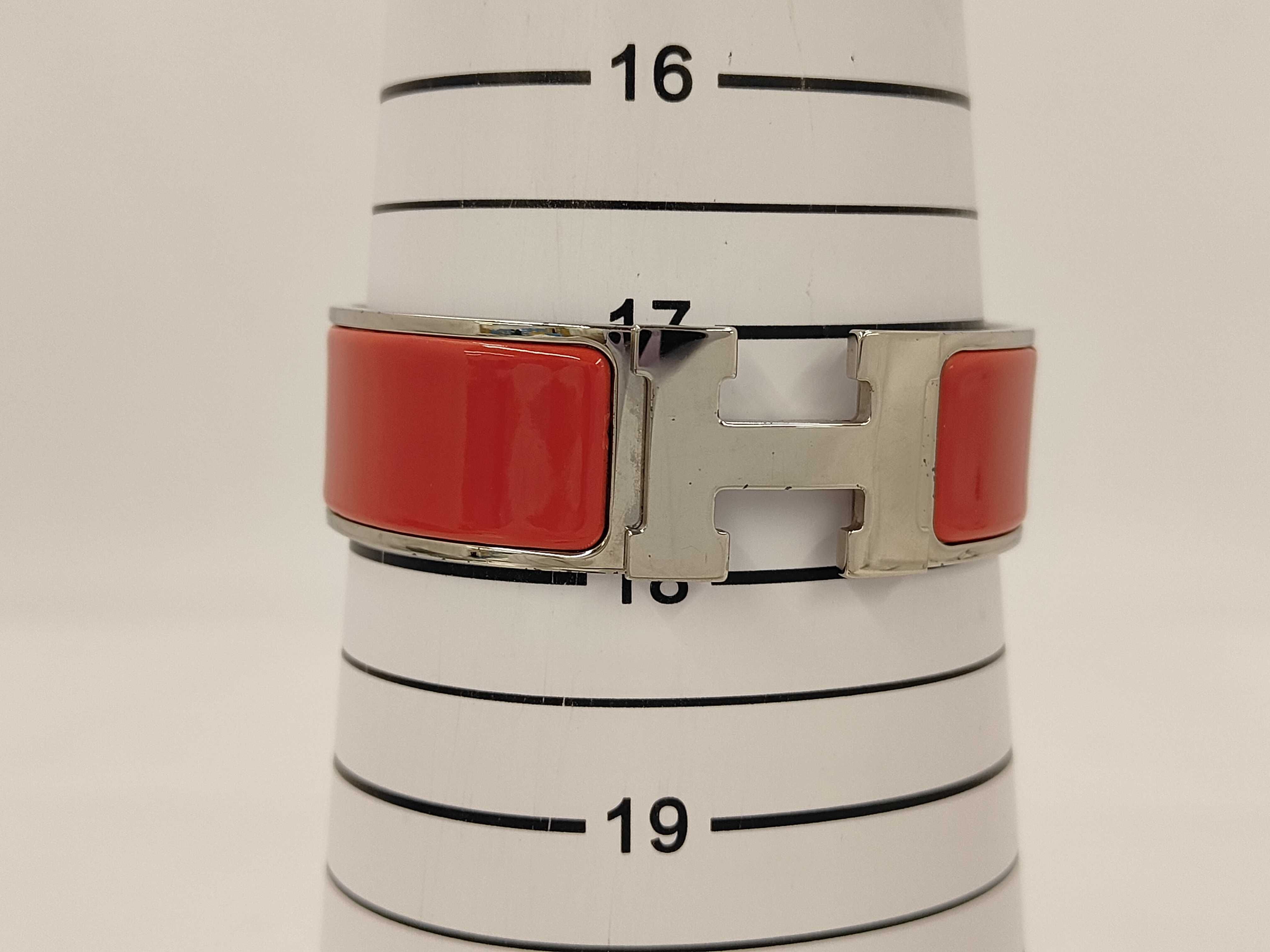 Clic Clac H Red x Silver Bangle Bracelet — view 5