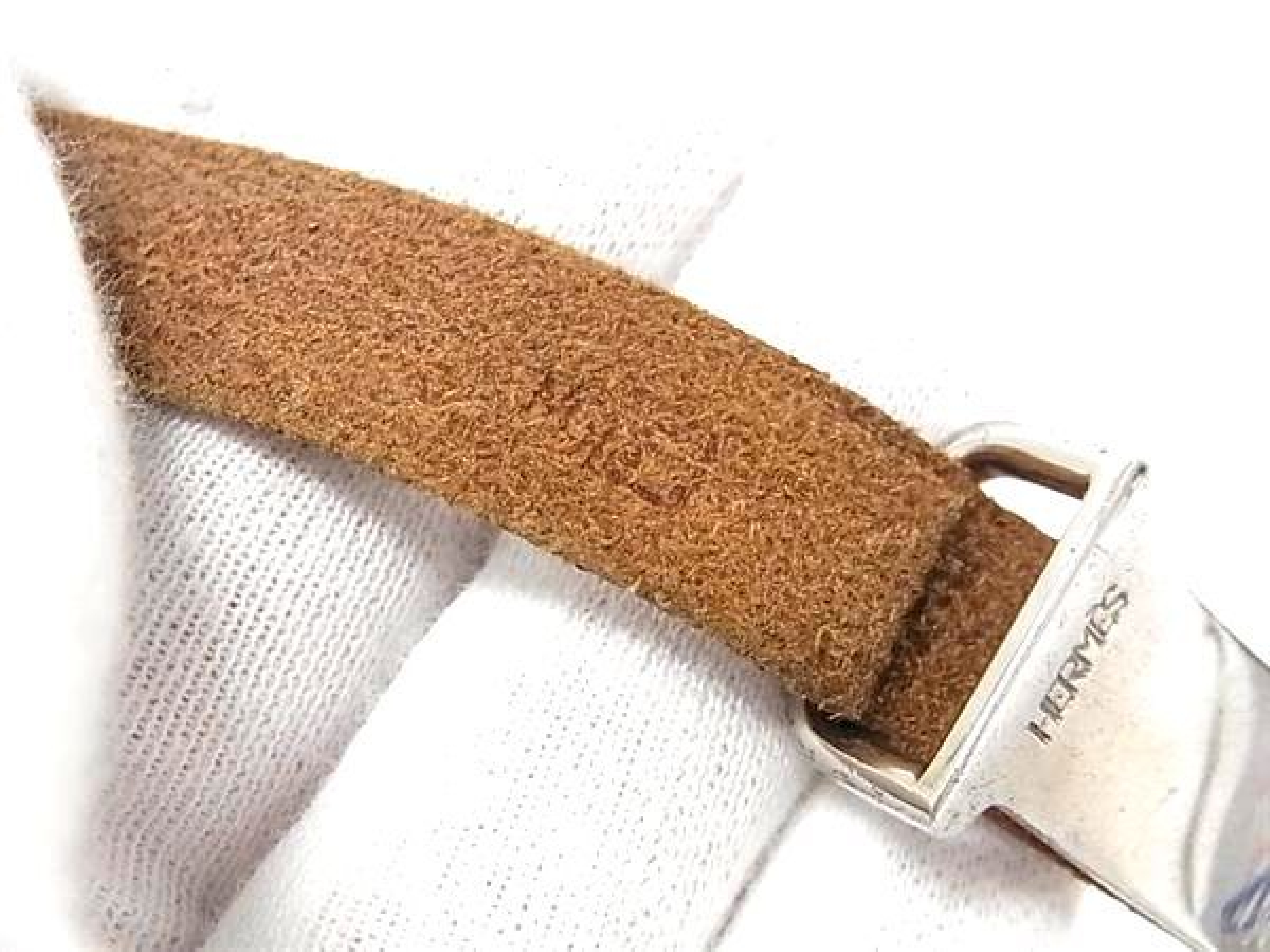 Api 2 Leather Bracelet/Bangle with Silver Hardware, 3-strand, E stamp, Brown, FY4102 — view 5