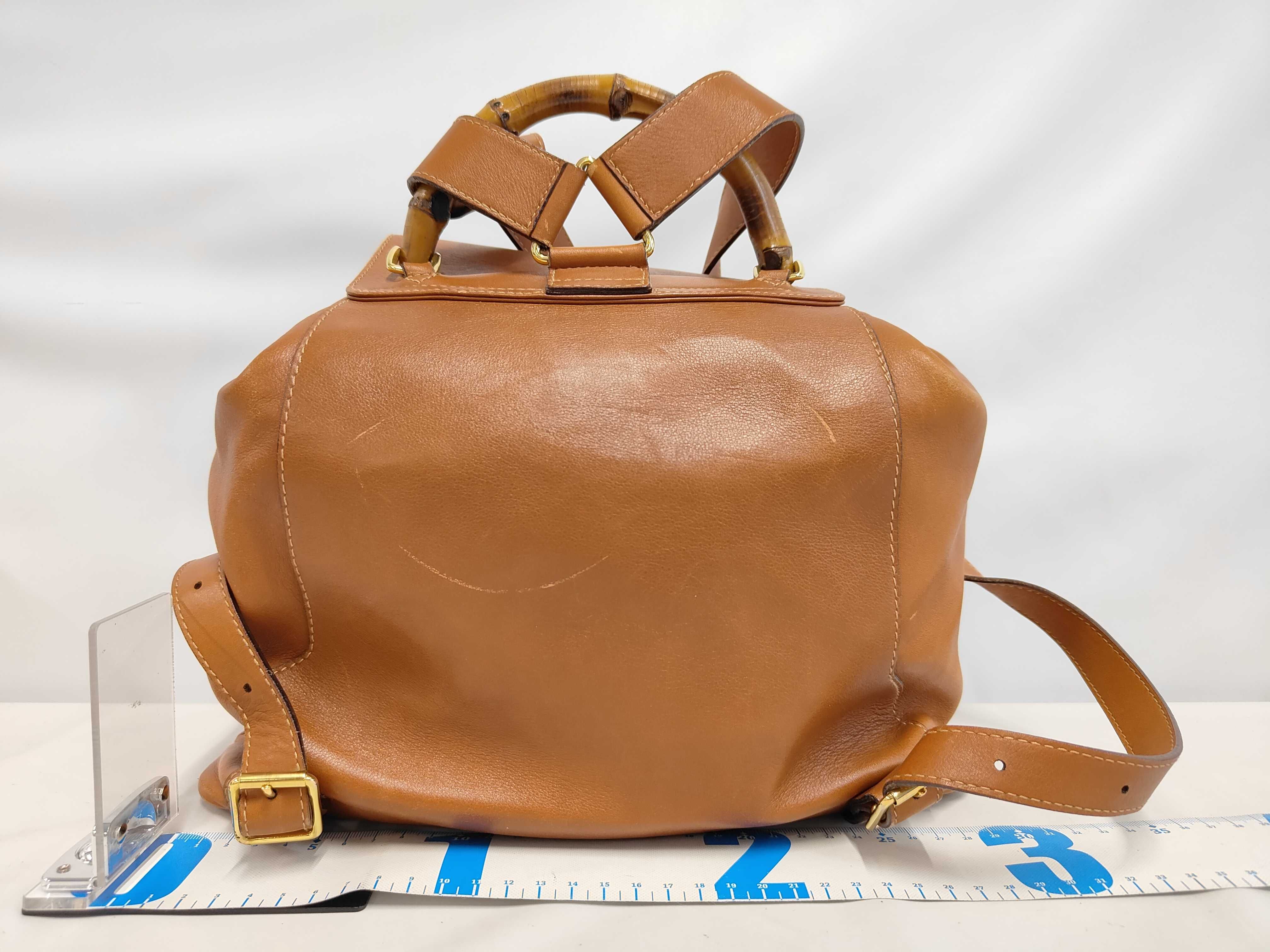 Bamboo Leather Backpack, Brown — view 2