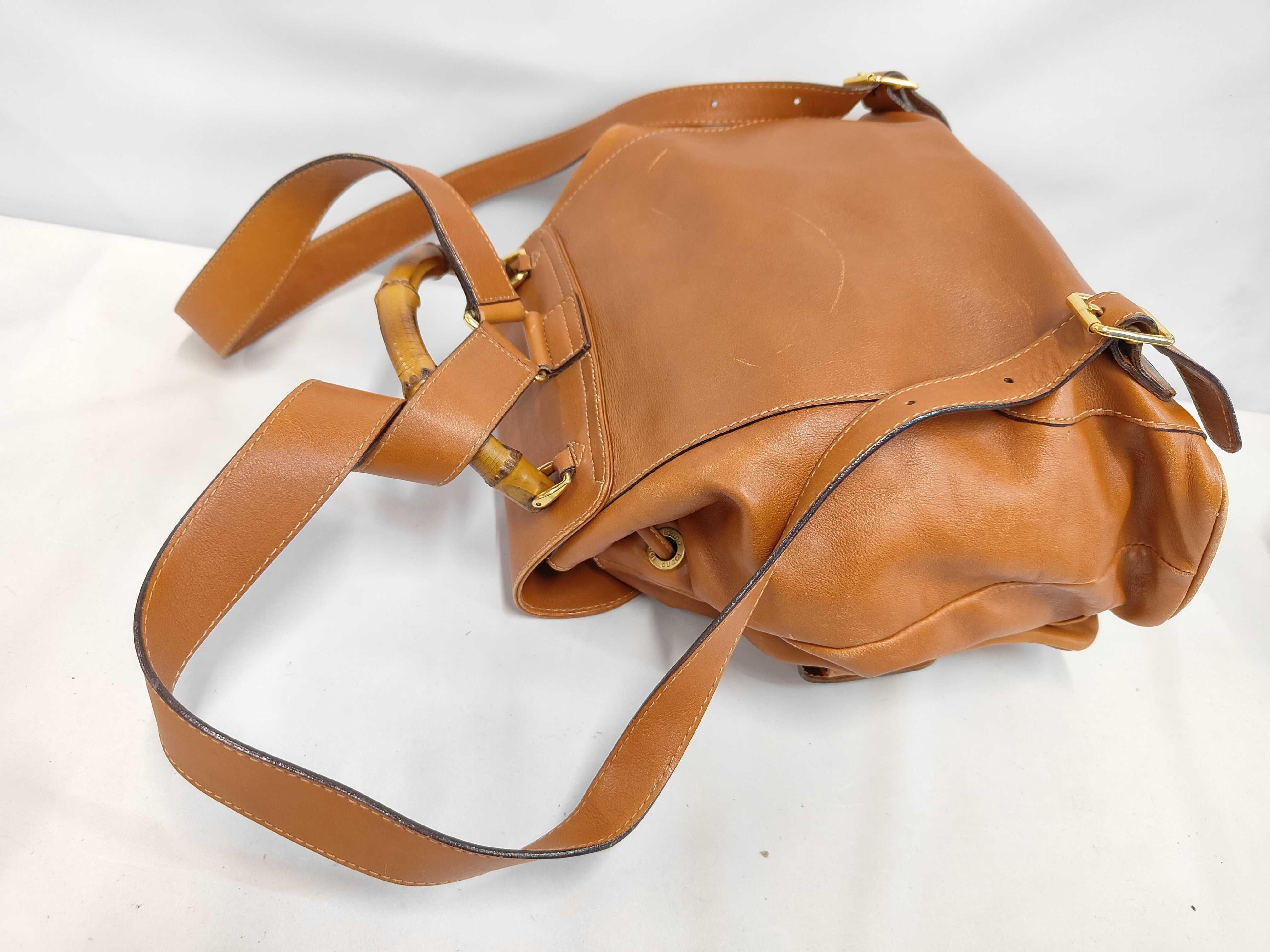 Bamboo Leather Backpack, Brown — view 5