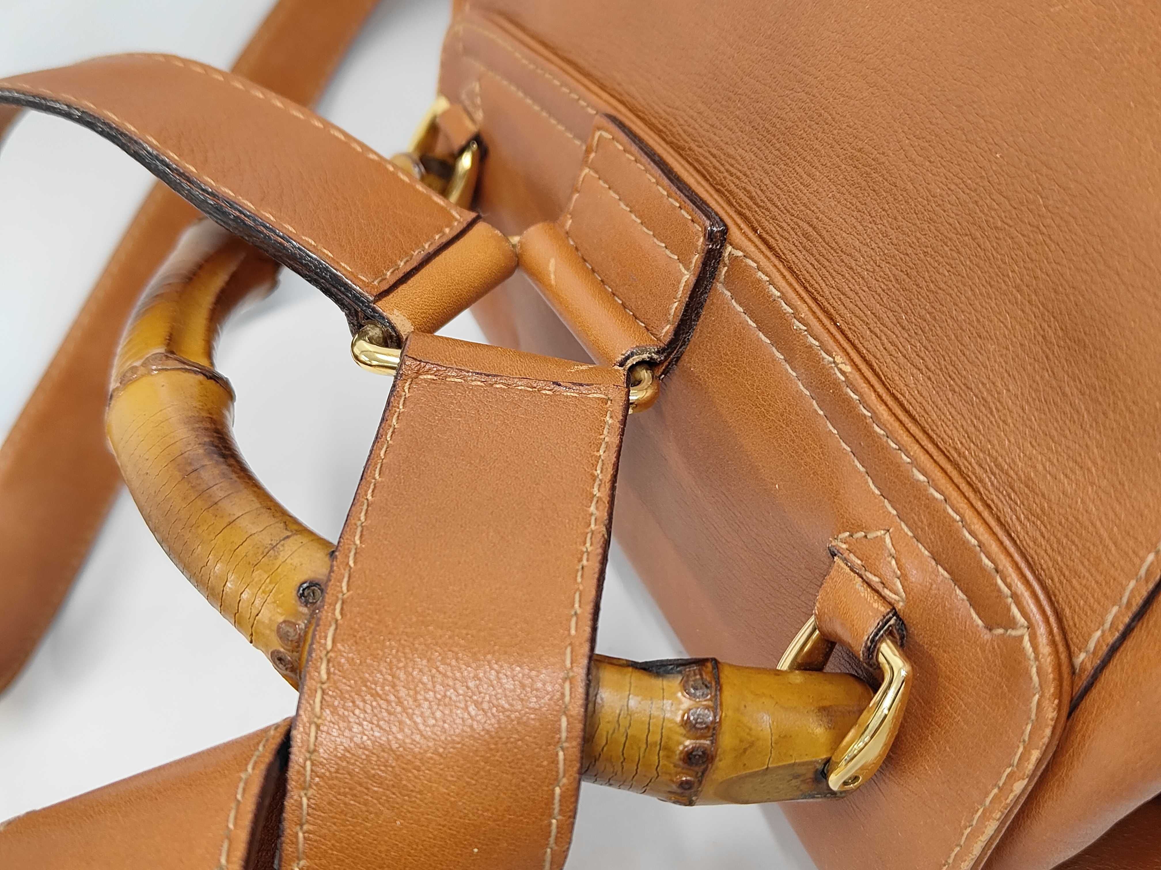 Bamboo Leather Backpack, Brown — view 6
