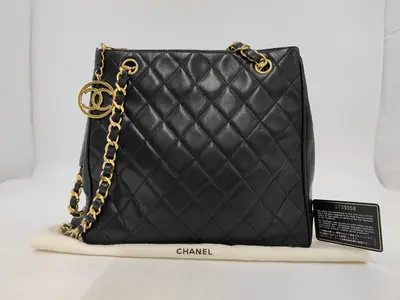 Chain Shoulder Bag, Matelassé Lambskin