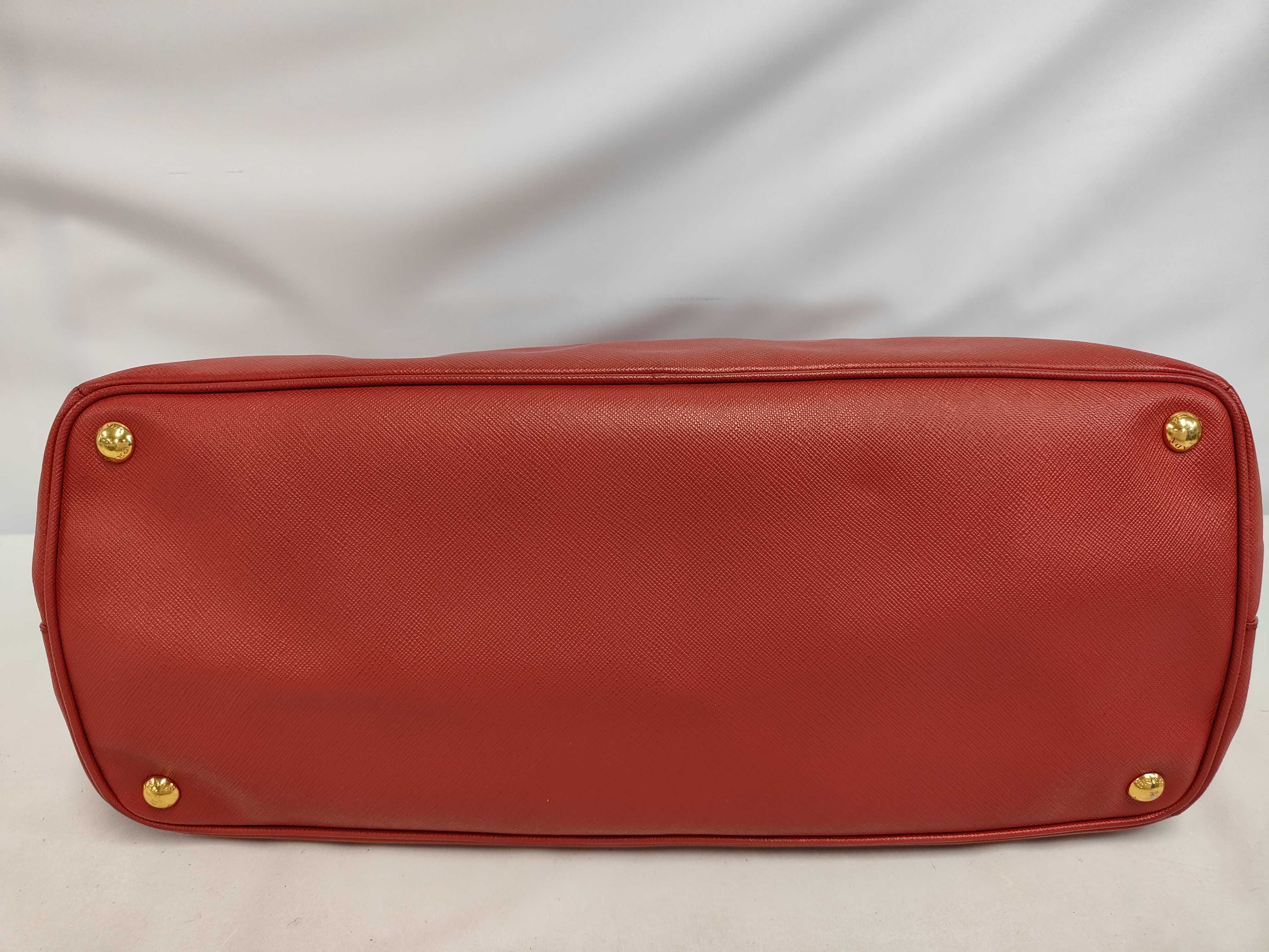 Large Open Tote Bag, Red Saffiano Leather, Gold Hardware. — view 4