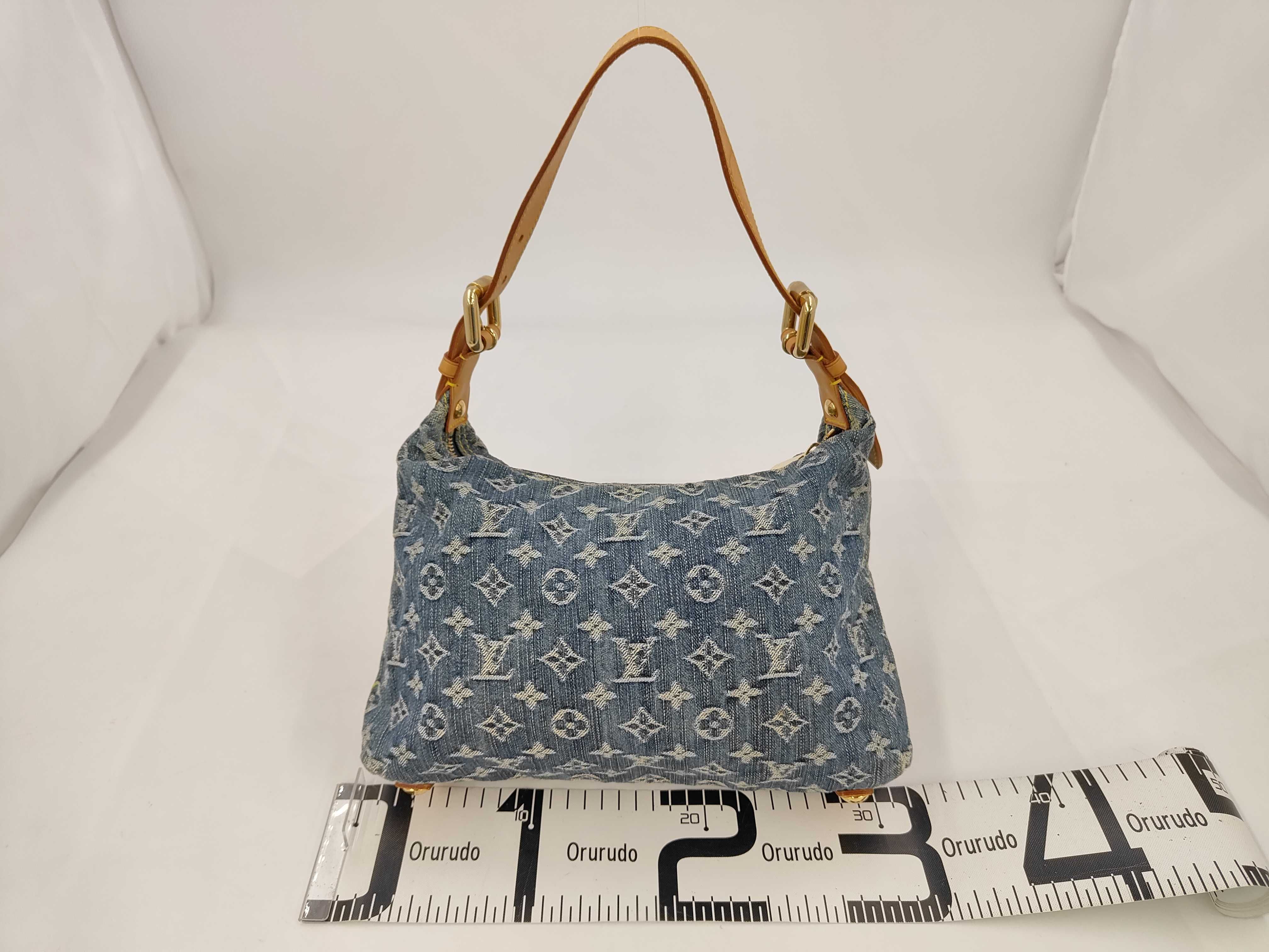 Monogram Denim Baggy Blue 2-Way Shoulder Bag with 2 Straps — view 2