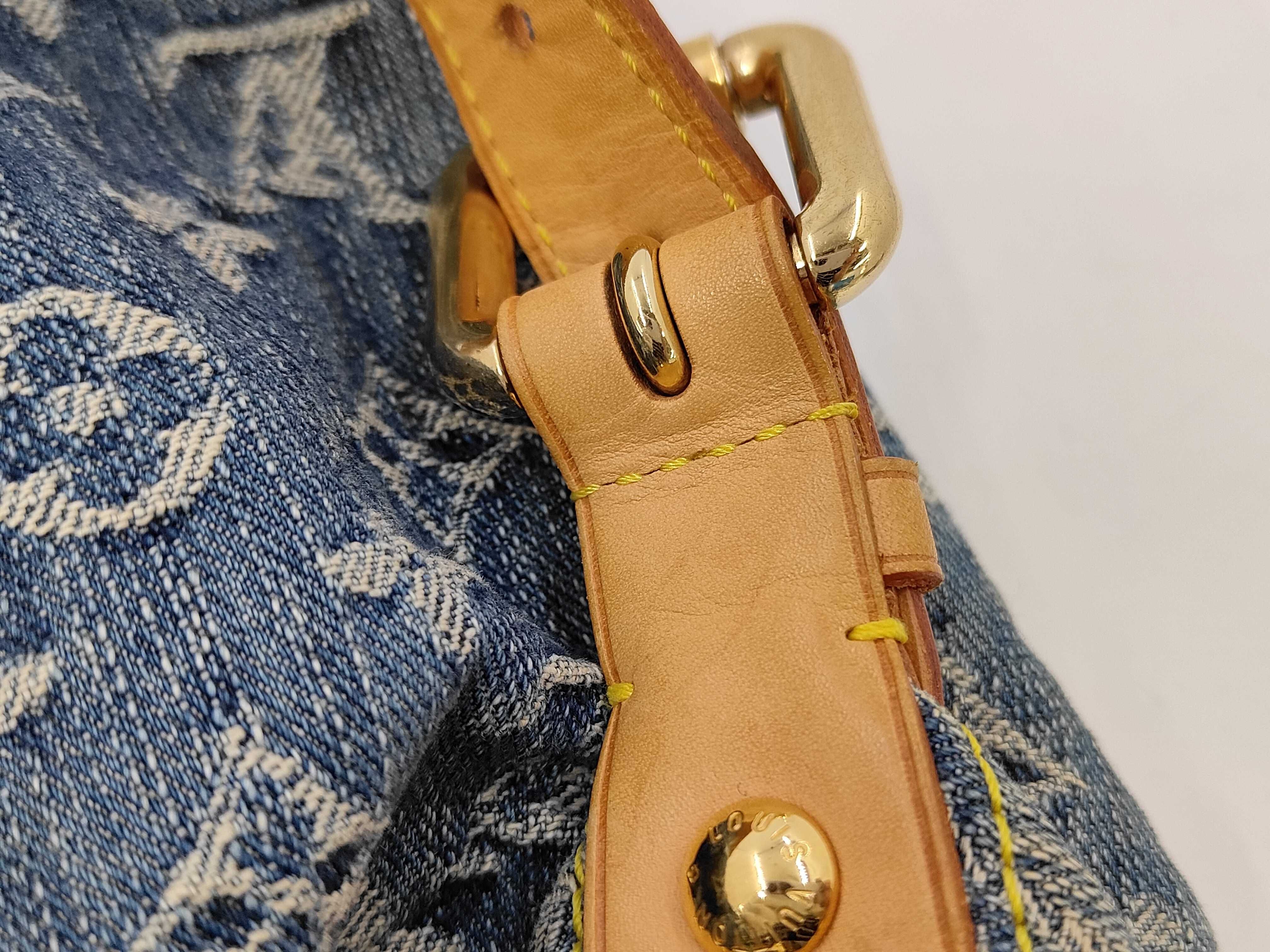 Monogram Denim Baggy Blue 2-Way Shoulder Bag with 2 Straps — view 11