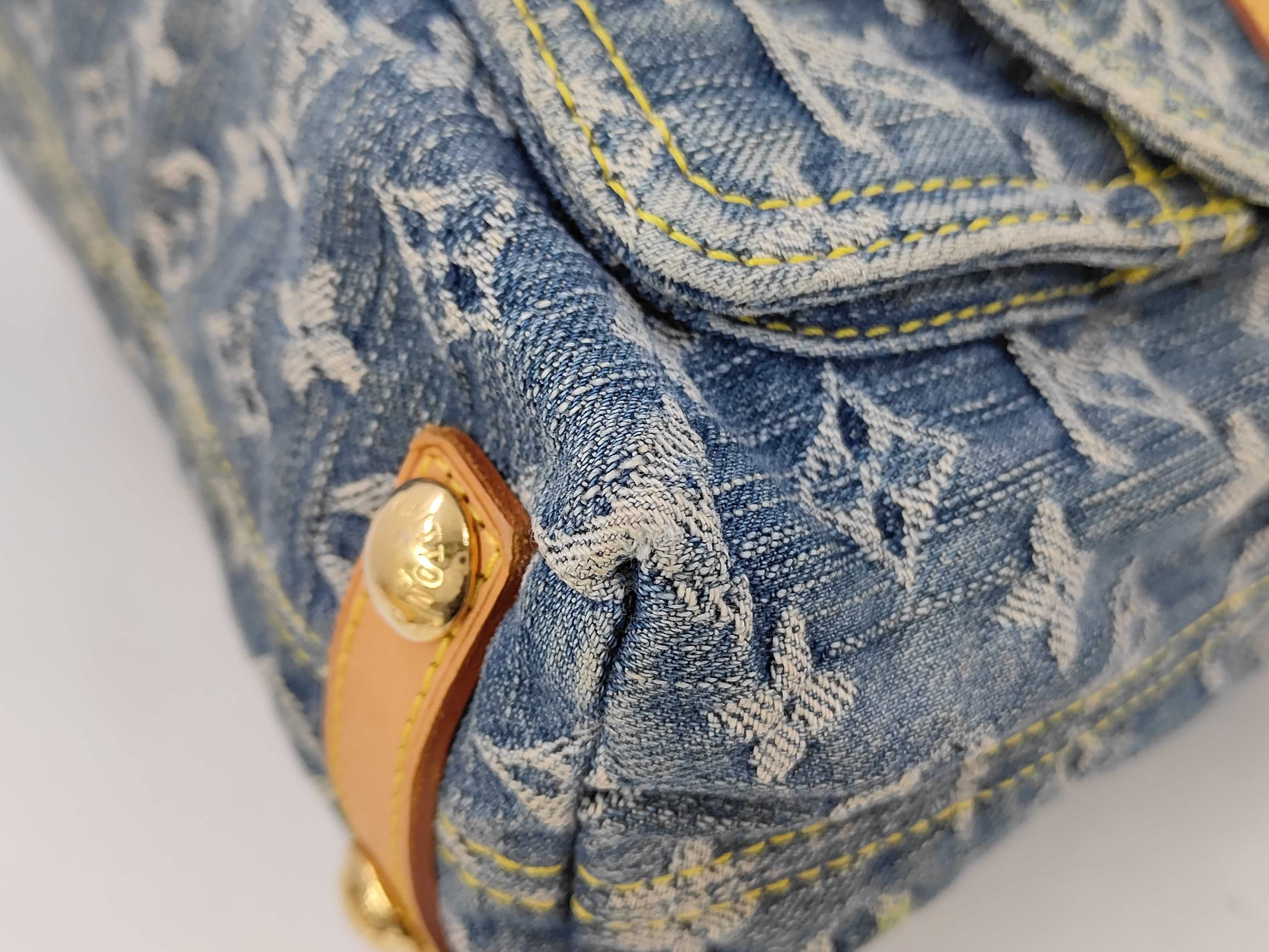 Monogram Denim Baggy Blue 2-Way Shoulder Bag with 2 Straps — view 4