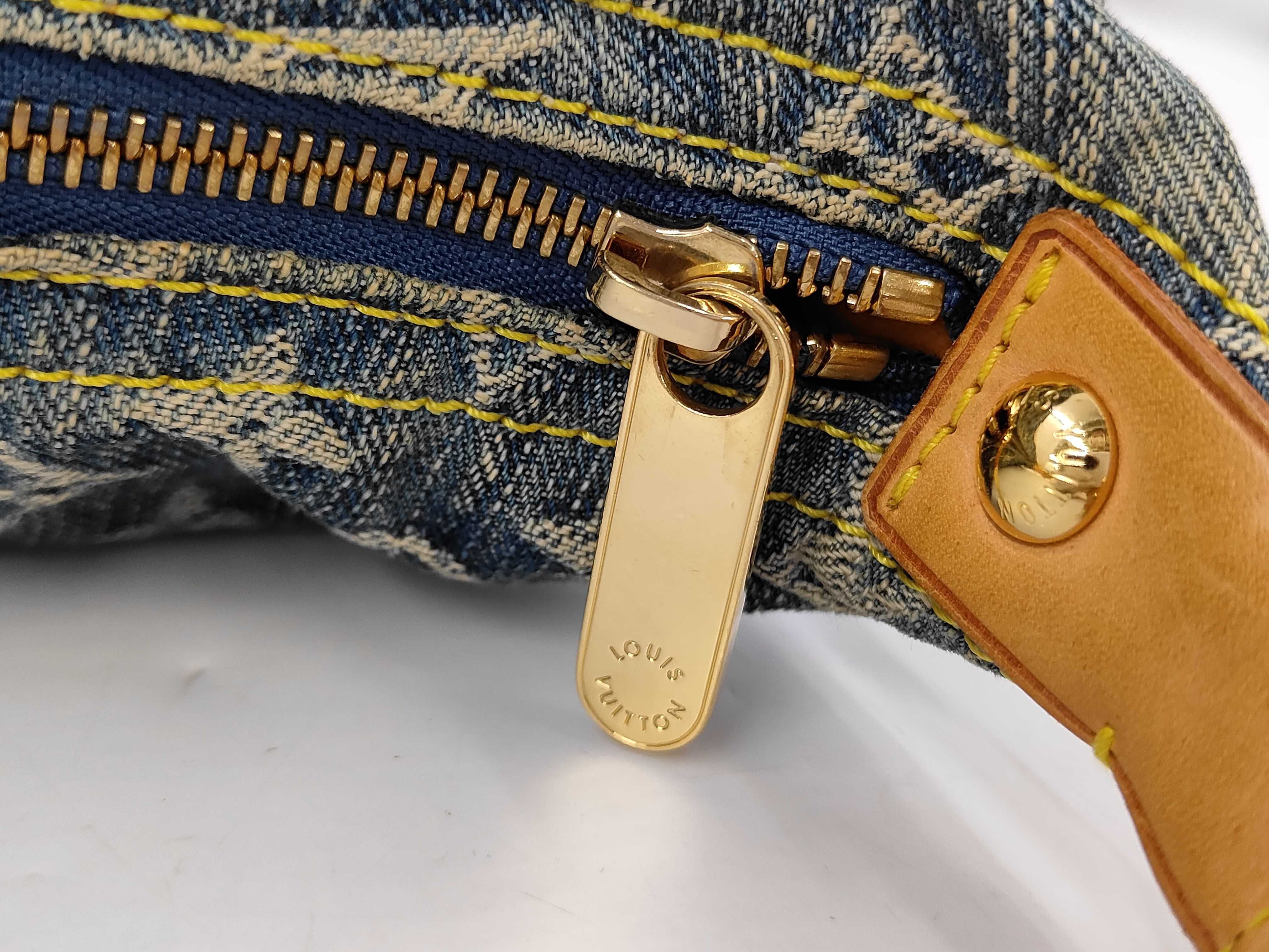 Monogram Denim Baggy Blue 2-Way Shoulder Bag with 2 Straps — view 8