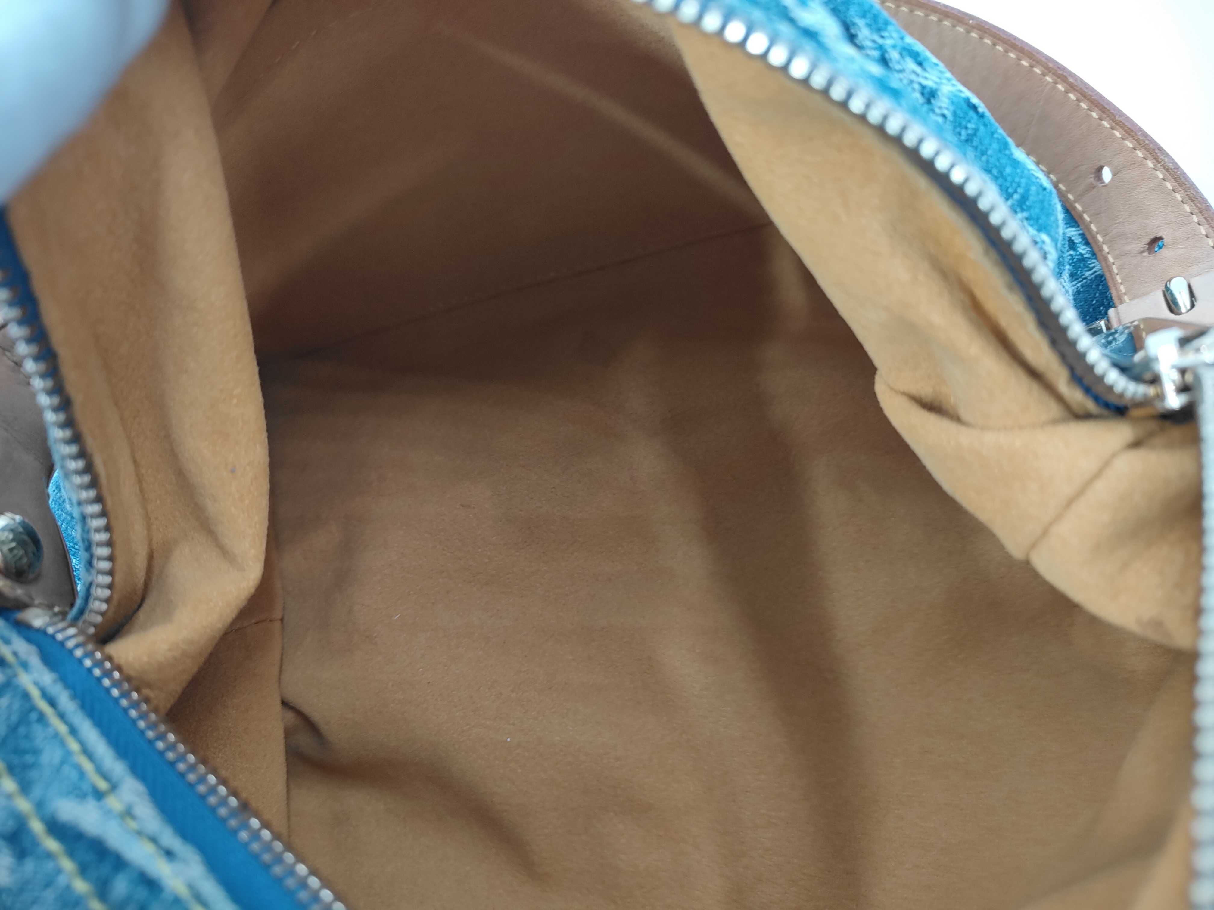 Monogram Denim Baggy Blue 2-Way Shoulder Bag with 2 Straps — view 9