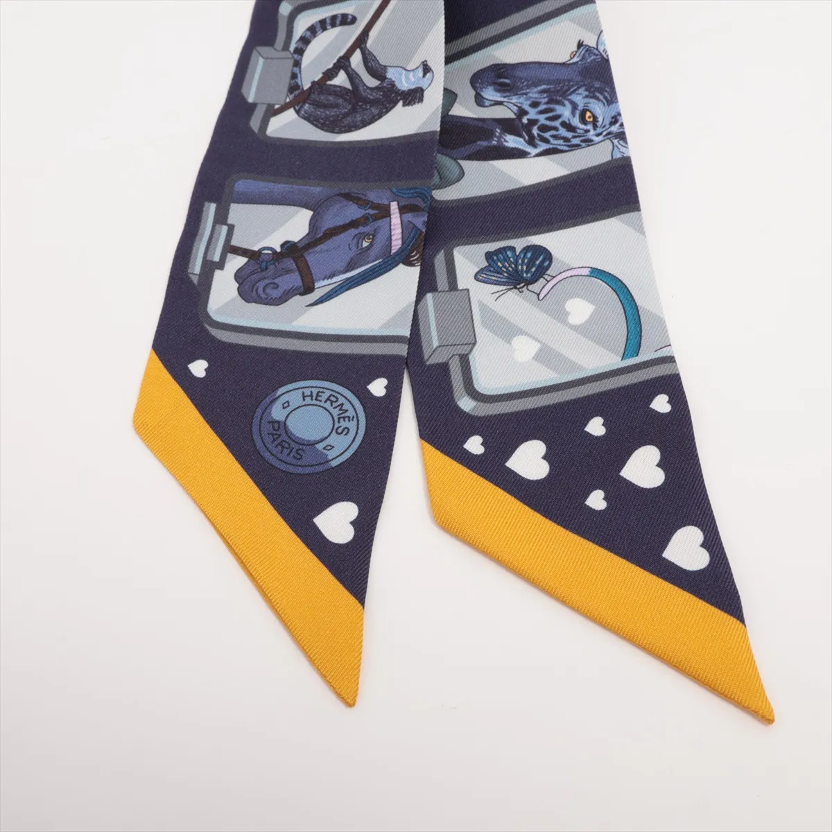 Twilly HERMES STORY Scarf Silk Navy Thread — view 2