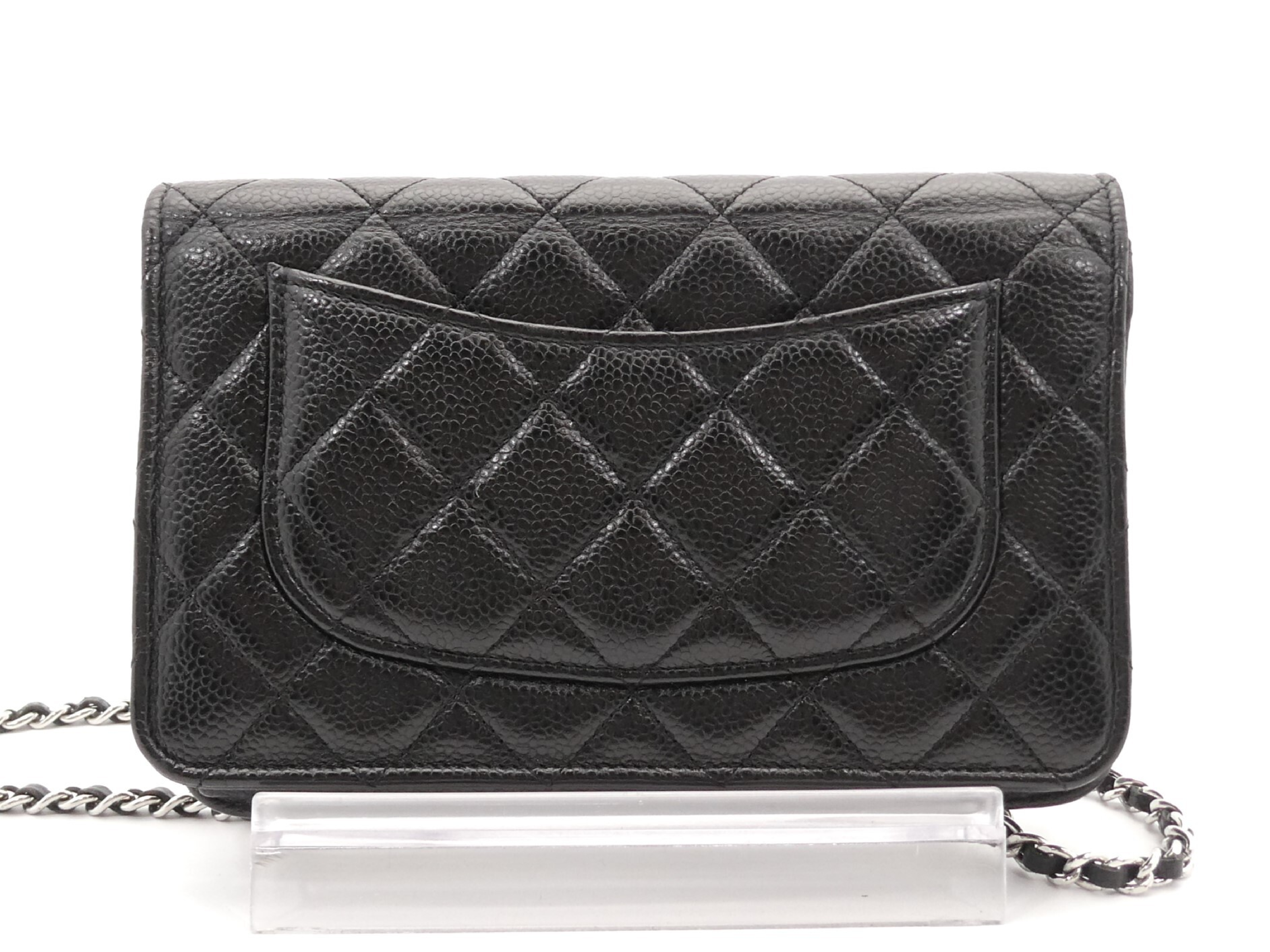 Matelassé Coco Mark Caviar Skin Chain Wallet Shoulder Bag — view 2