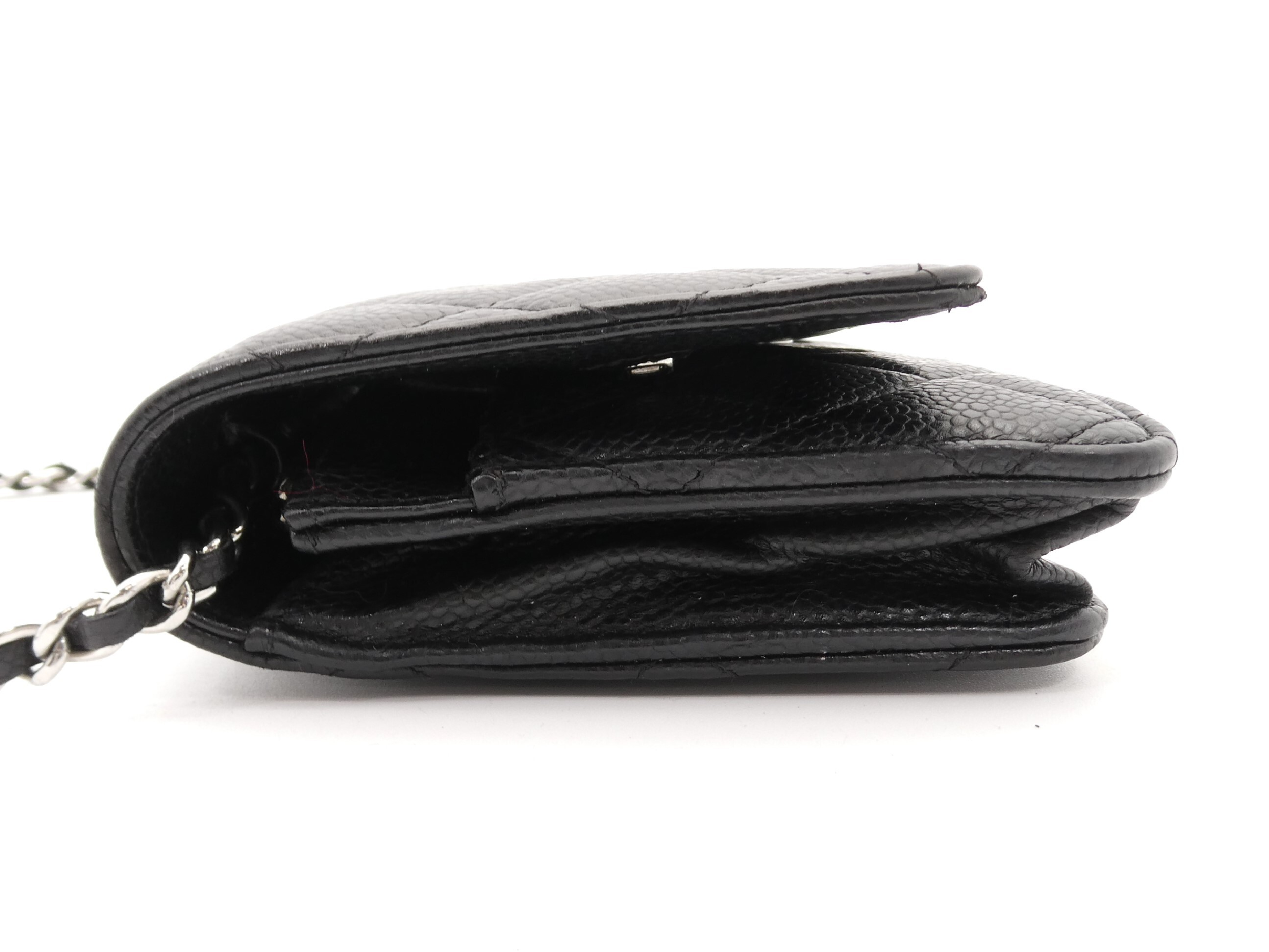 Matelassé Coco Mark Caviar Skin Chain Wallet Shoulder Bag — view 3