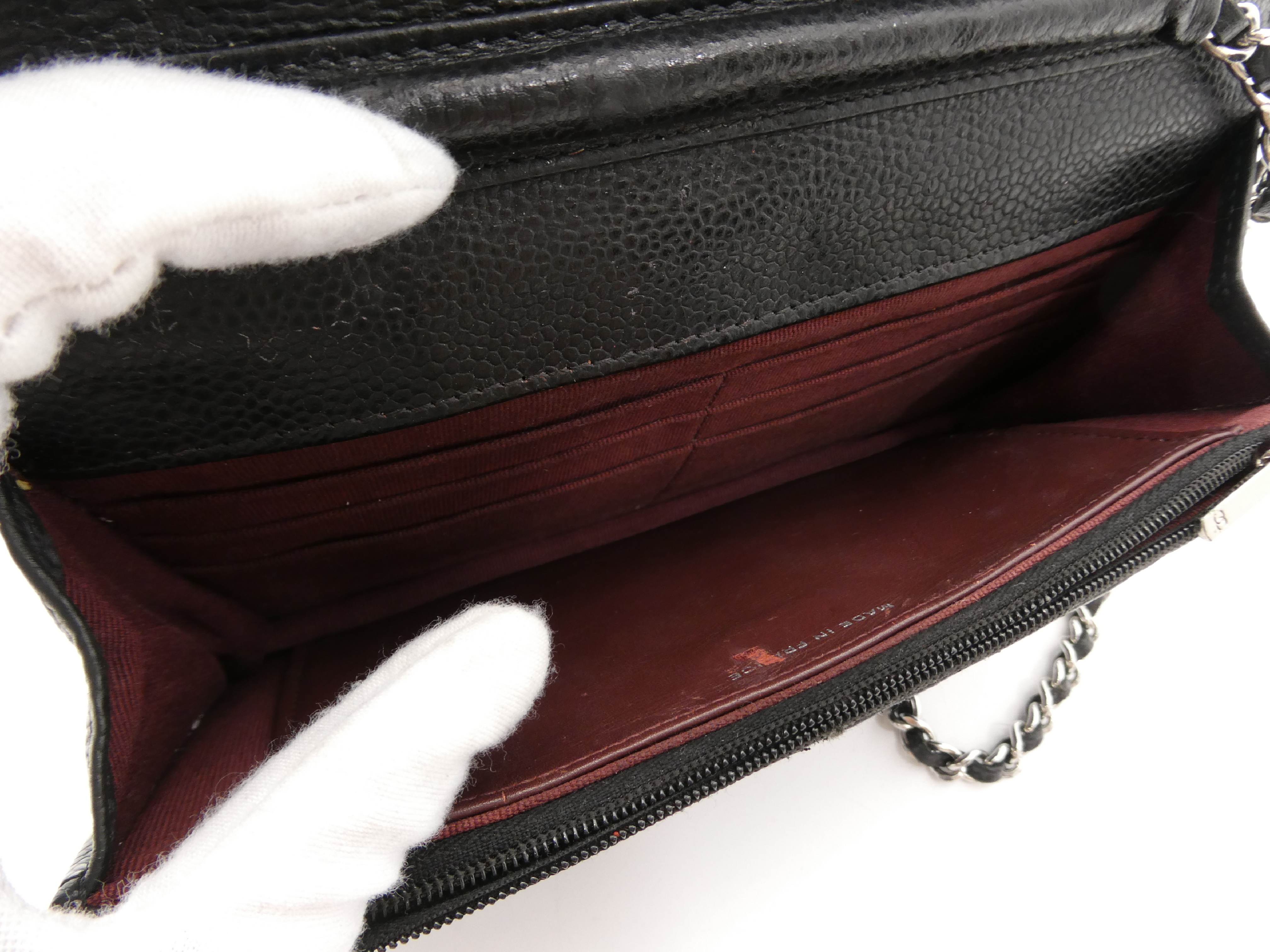 Matelassé Coco Mark Caviar Skin Chain Wallet Shoulder Bag — view 7