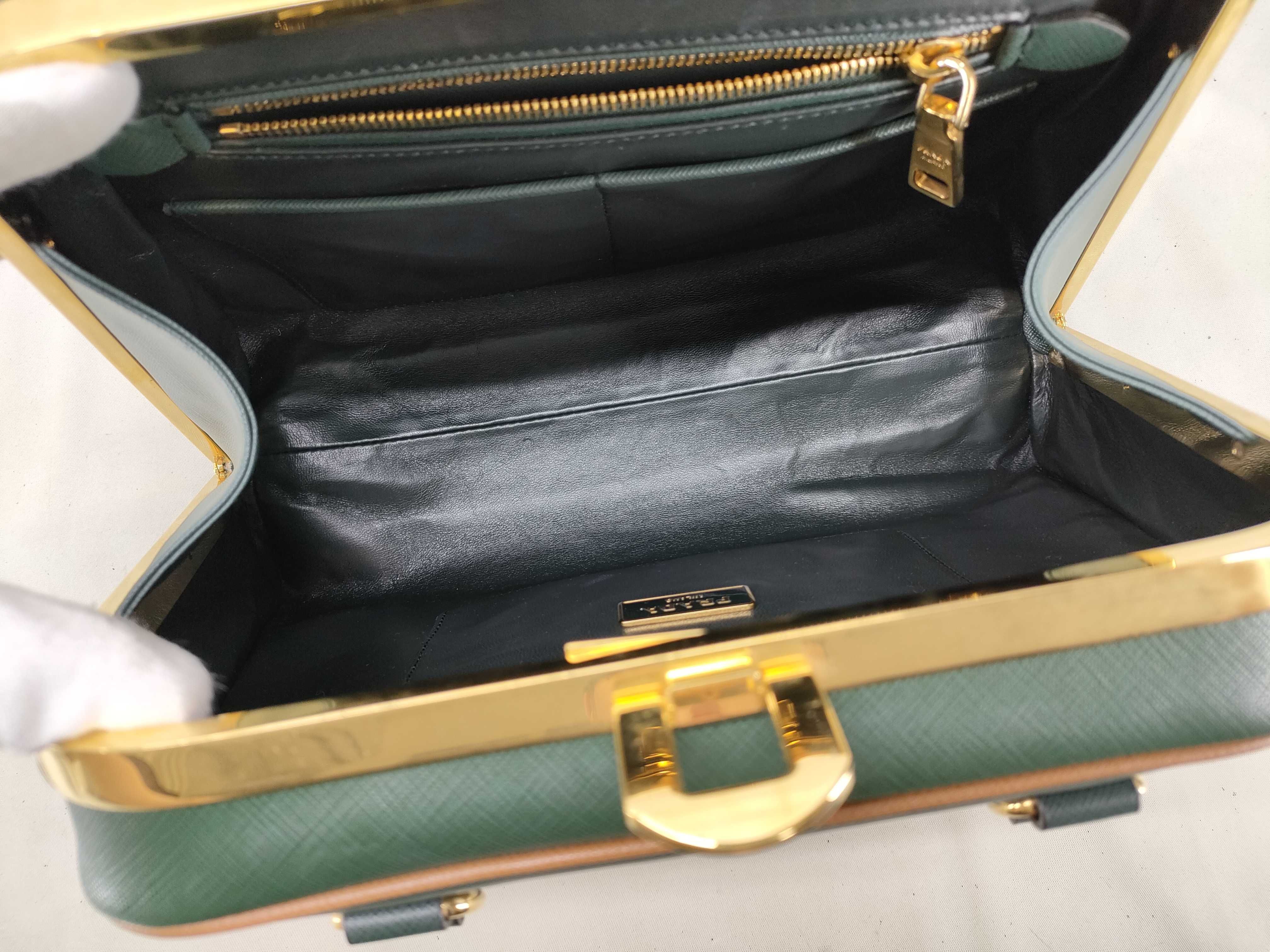 Saffiano Leather Handbag Green Handbag — view 8