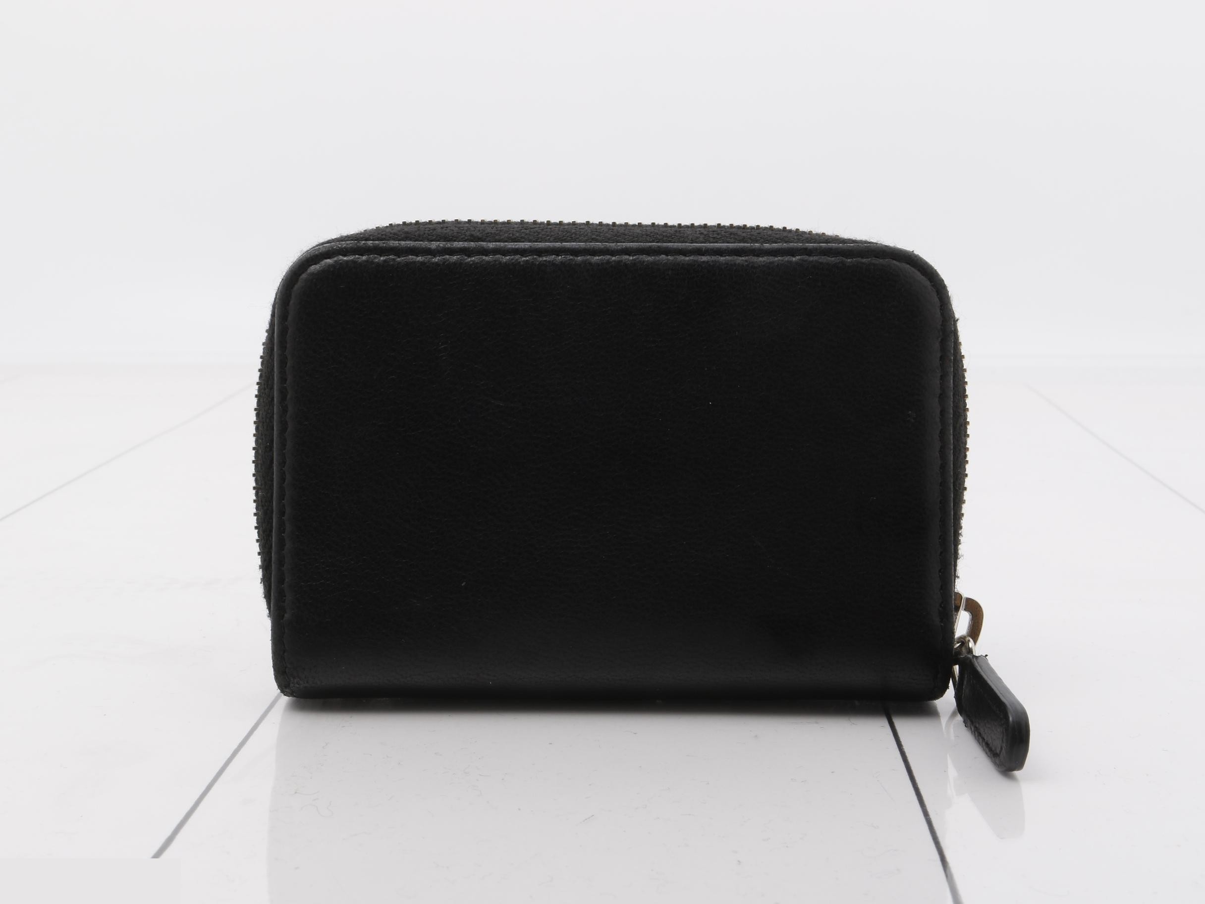 Coco Mark Compact Wallet, Black, Silver, Lambskin — view 2