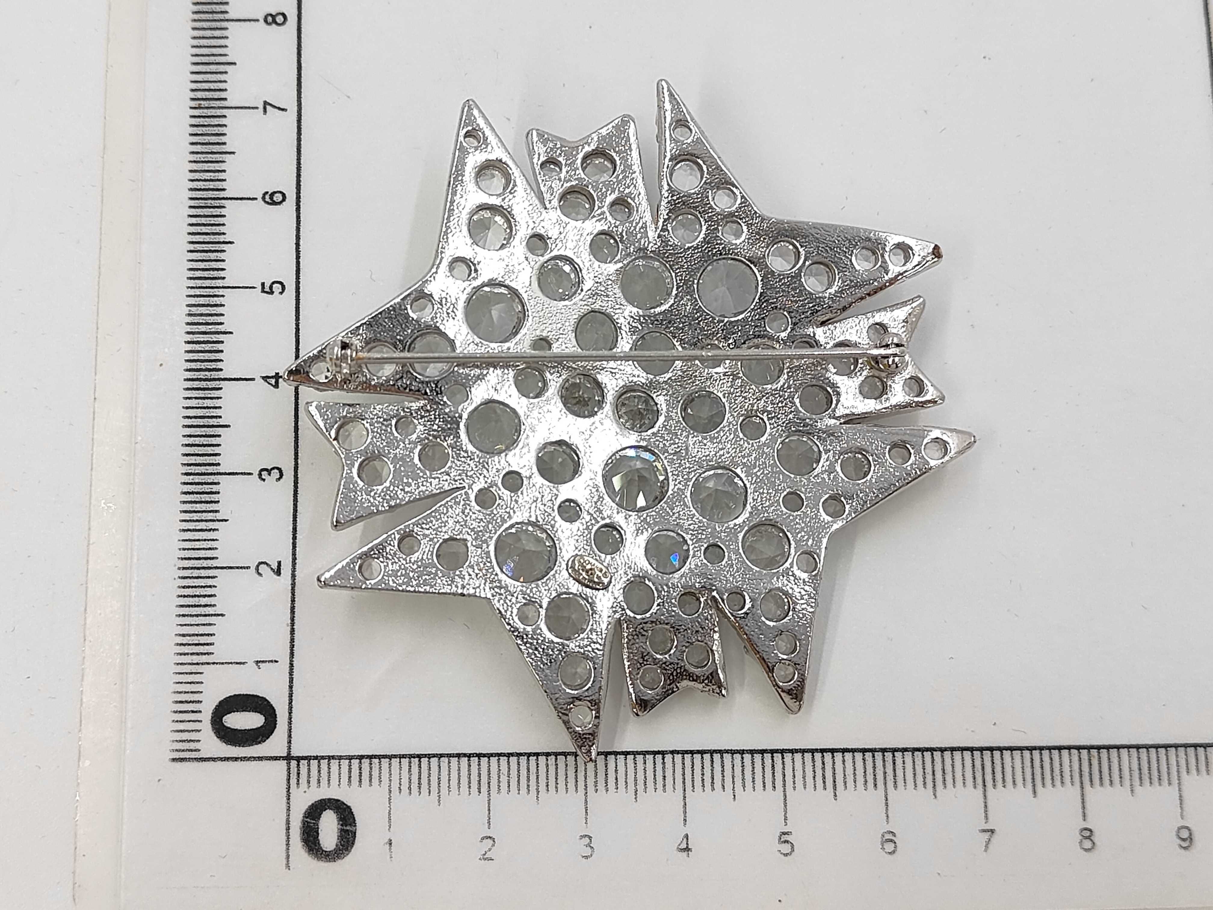 Coco Mark Rhinestone Brooch (with markings) — view 2