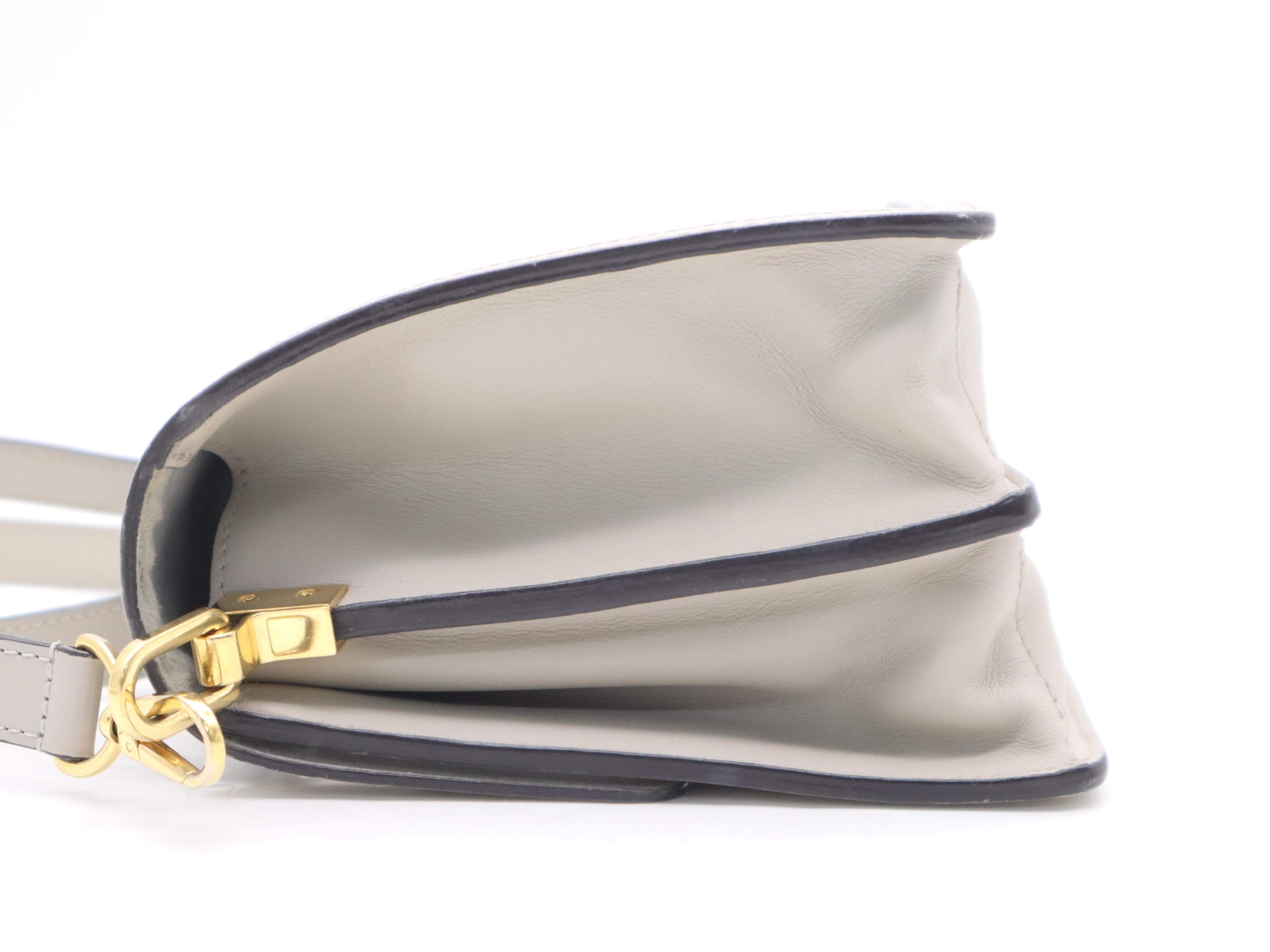 Calf Leather Dauphine MINI Grey Gold Hardware Shoulder Bag with Shoulder Strap — view 3