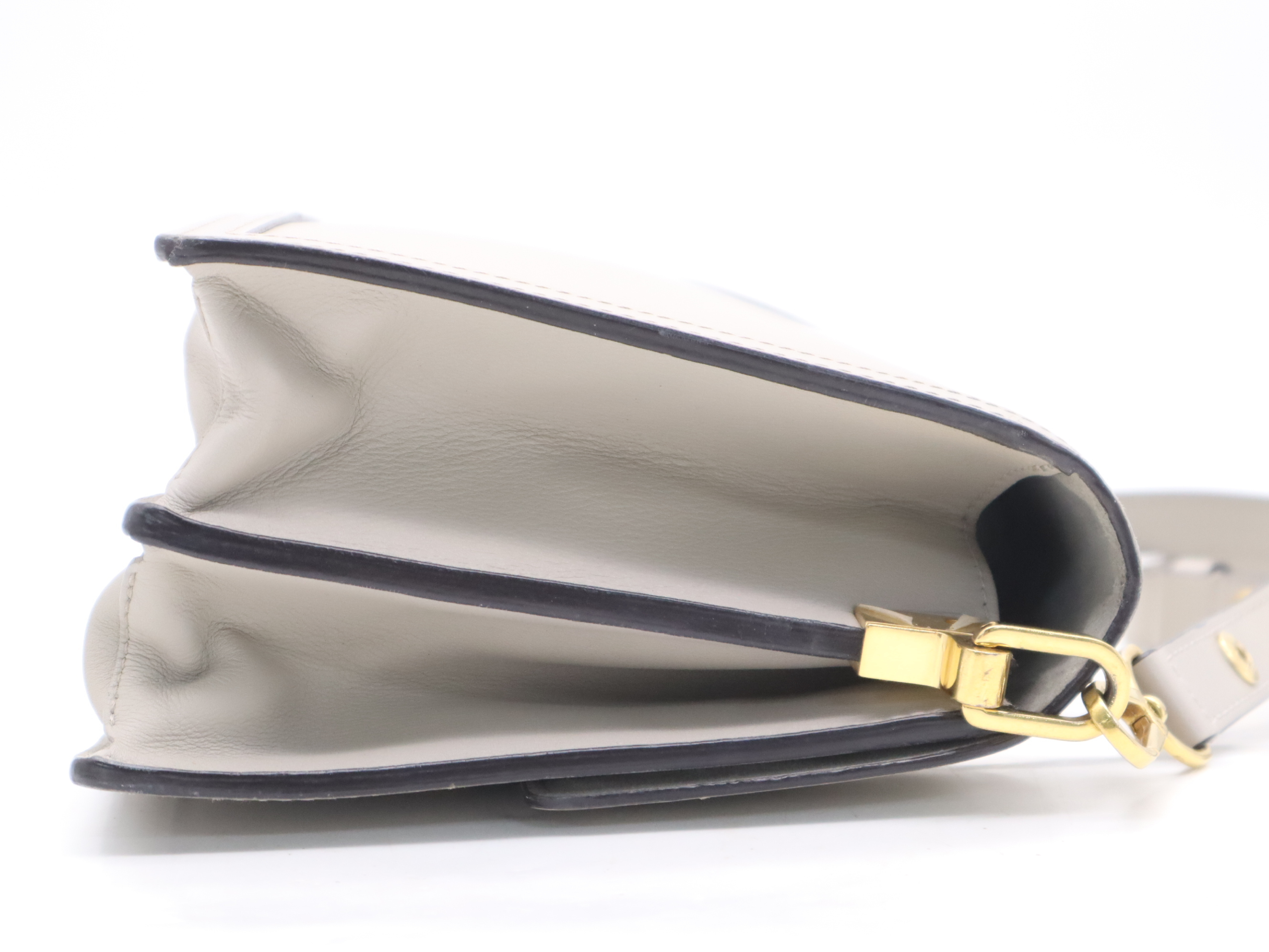 Calf Leather Dauphine MINI Grey Gold Hardware Shoulder Bag with Shoulder Strap — view 5