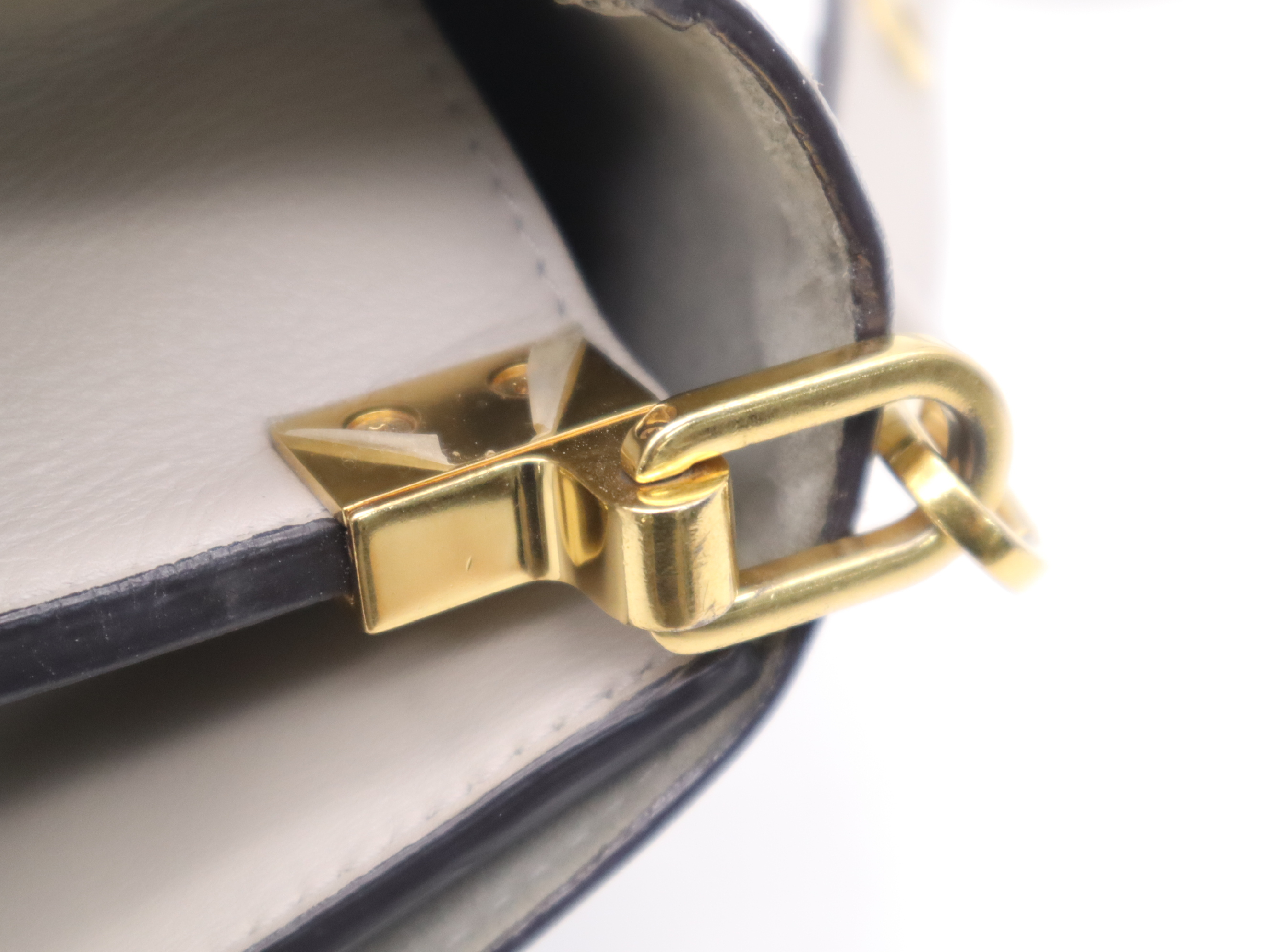 Calf Leather Dauphine MINI Grey Gold Hardware Shoulder Bag with Shoulder Strap — view 6
