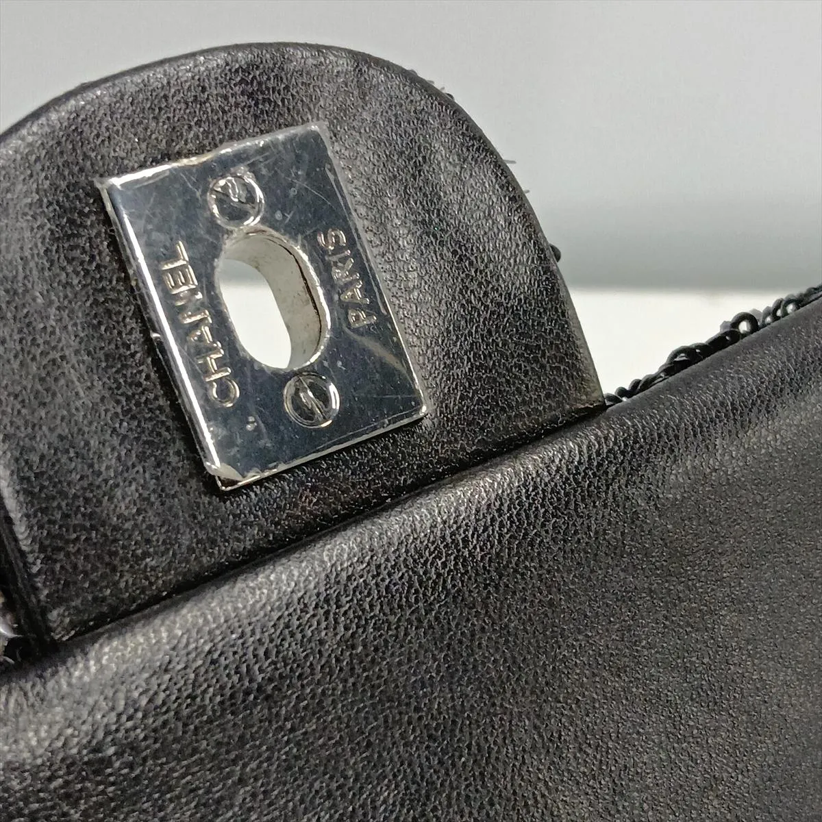 Chocolate Bar Sequin Single Flap Double Chain Bag, Black x Silver, Silver Hardware, Item Number 28299793 (Serial Number 28) — view 11