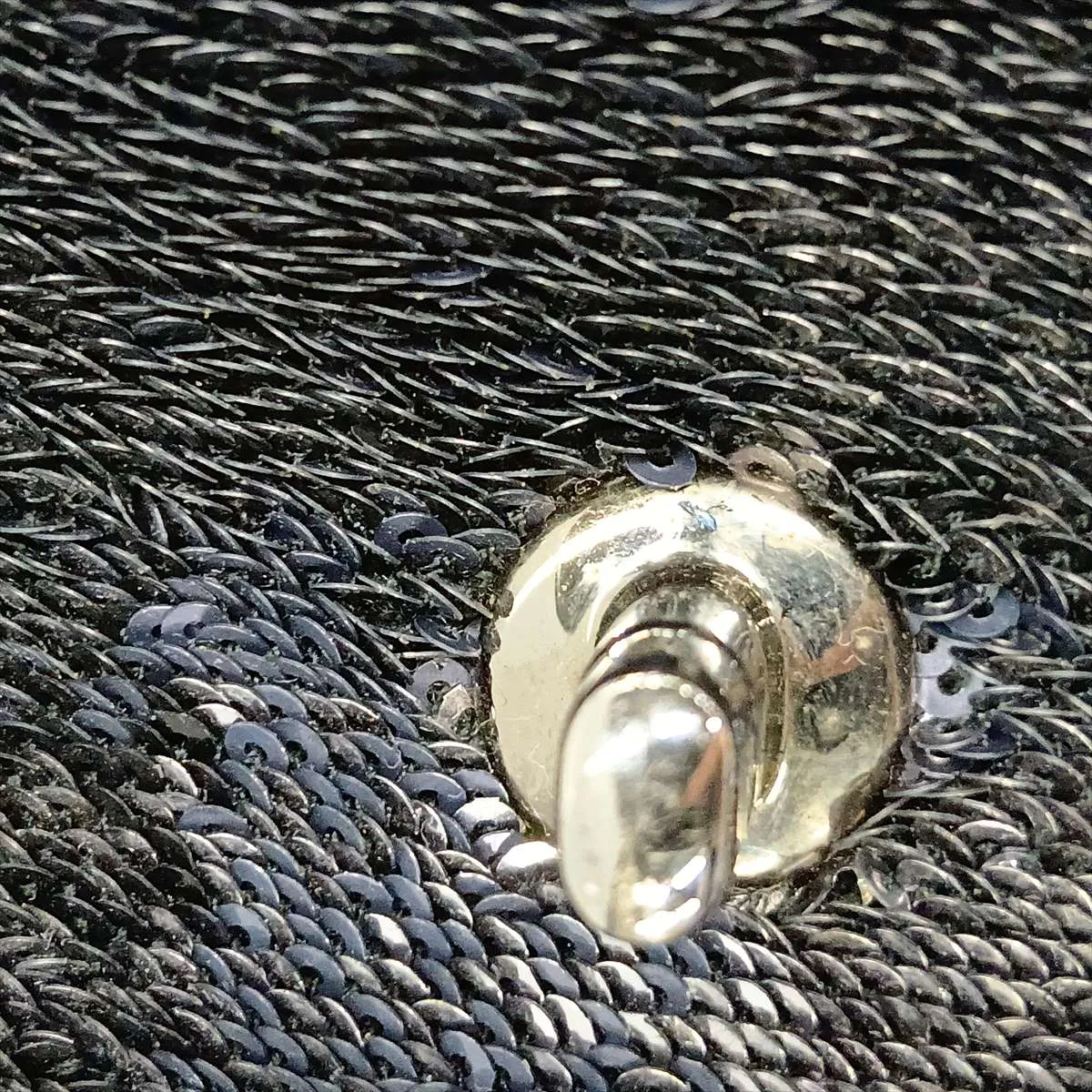 Chocolate Bar Sequin Single Flap Double Chain Bag, Black x Silver, Silver Hardware, Item Number 28299793 (Serial Number 28) — view 13
