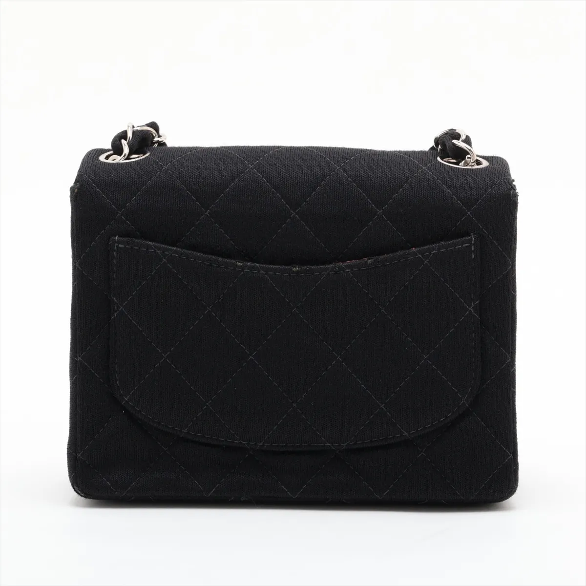 Mini Matelassé 17 Cotton Single Flap Single Chain Bag, Black with Silver Hardware, 6145445, Series 6, A01115 — view 2