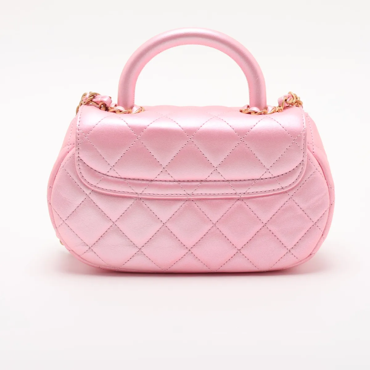 [Individually packaged] Chanel Matelassé Lambskin 2-Way Handbag, Pink with Gold Hardware, L14NH82A, Random Plate — view 2