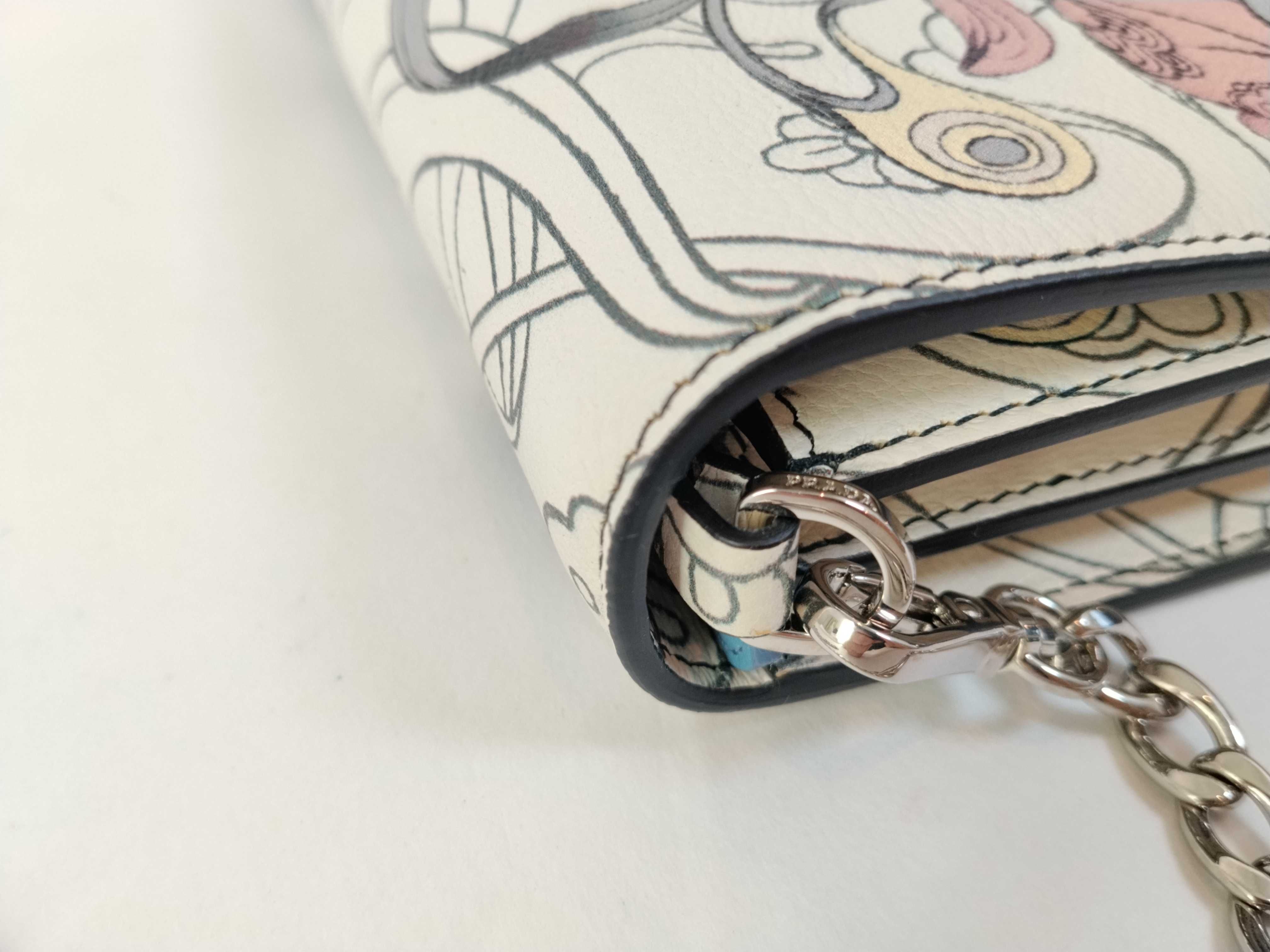 leather chain wallet, beige, 1BP012, with mirror, shoulder bag. — view 5