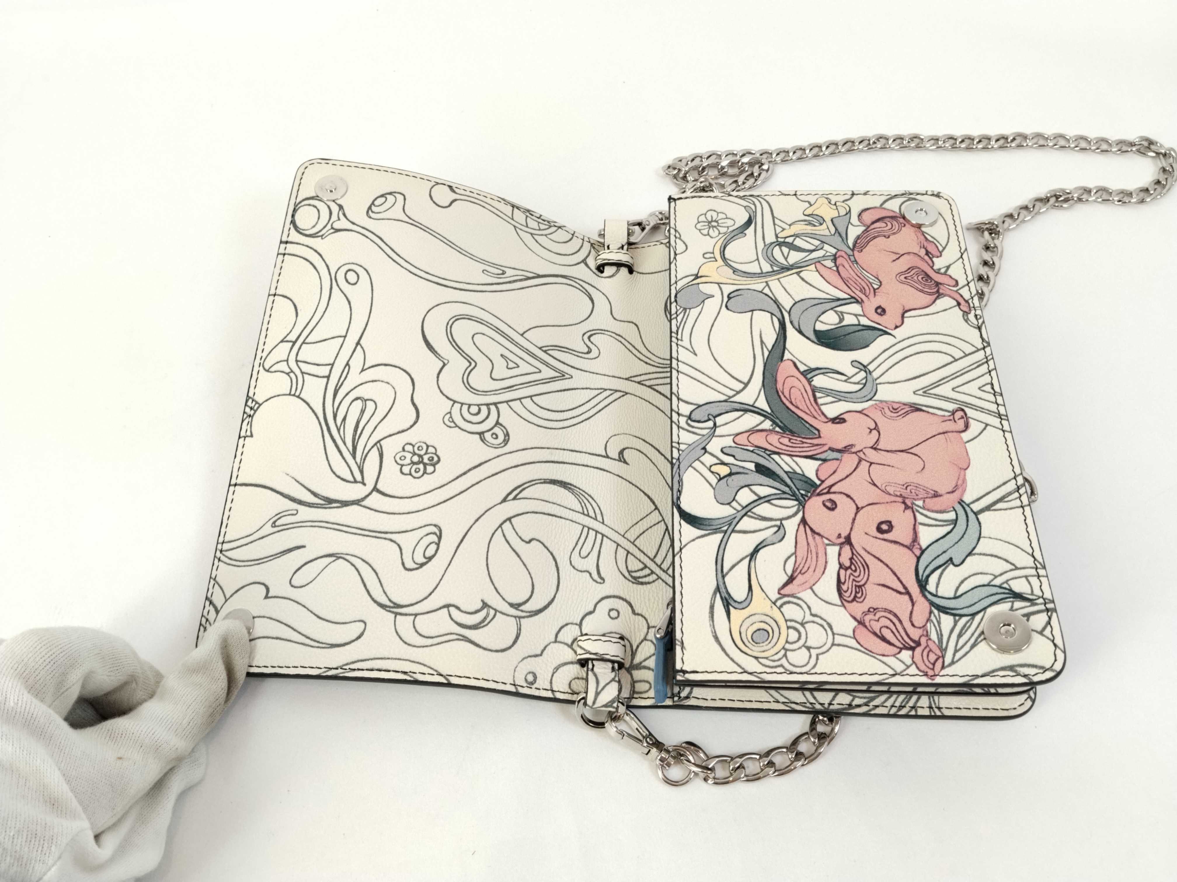 leather chain wallet, beige, 1BP012, with mirror, shoulder bag. — view 8