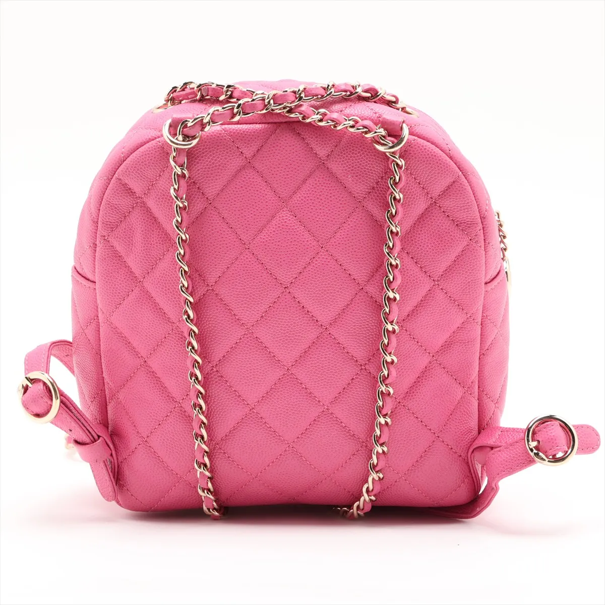 Matelassé Caviar Skin Chain Backpack, Pink with Gold Hardware, 26925387, Serial Number 26 — view 2