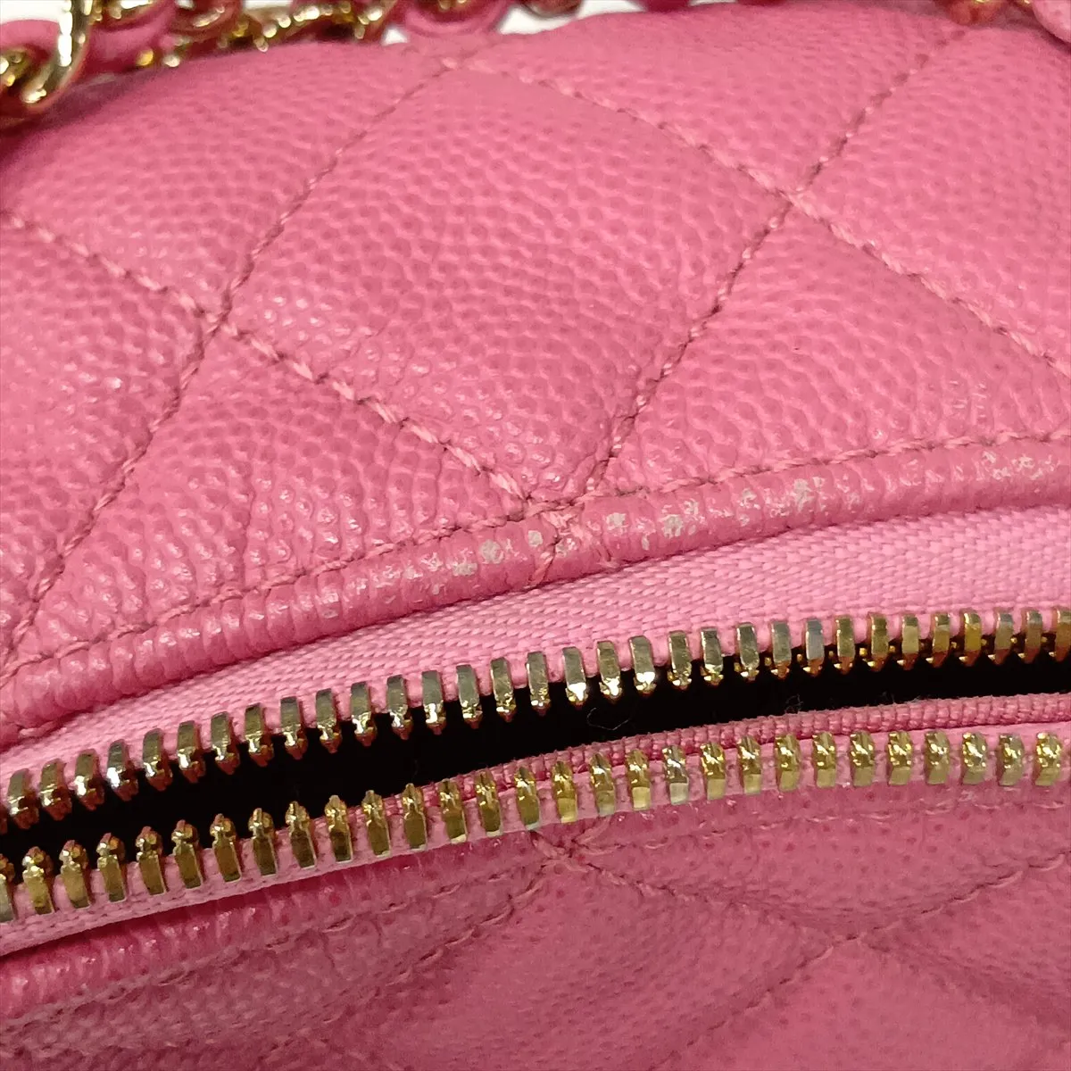 Matelassé Caviar Skin Chain Backpack, Pink with Gold Hardware, 26925387, Serial Number 26 — view 13