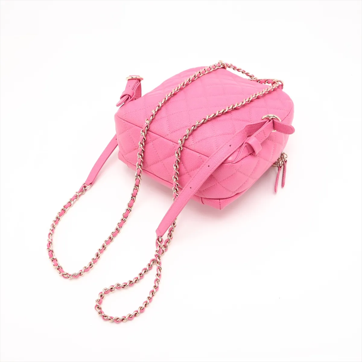 Matelassé Caviar Skin Chain Backpack, Pink with Gold Hardware, 26925387, Serial Number 26 — view 5