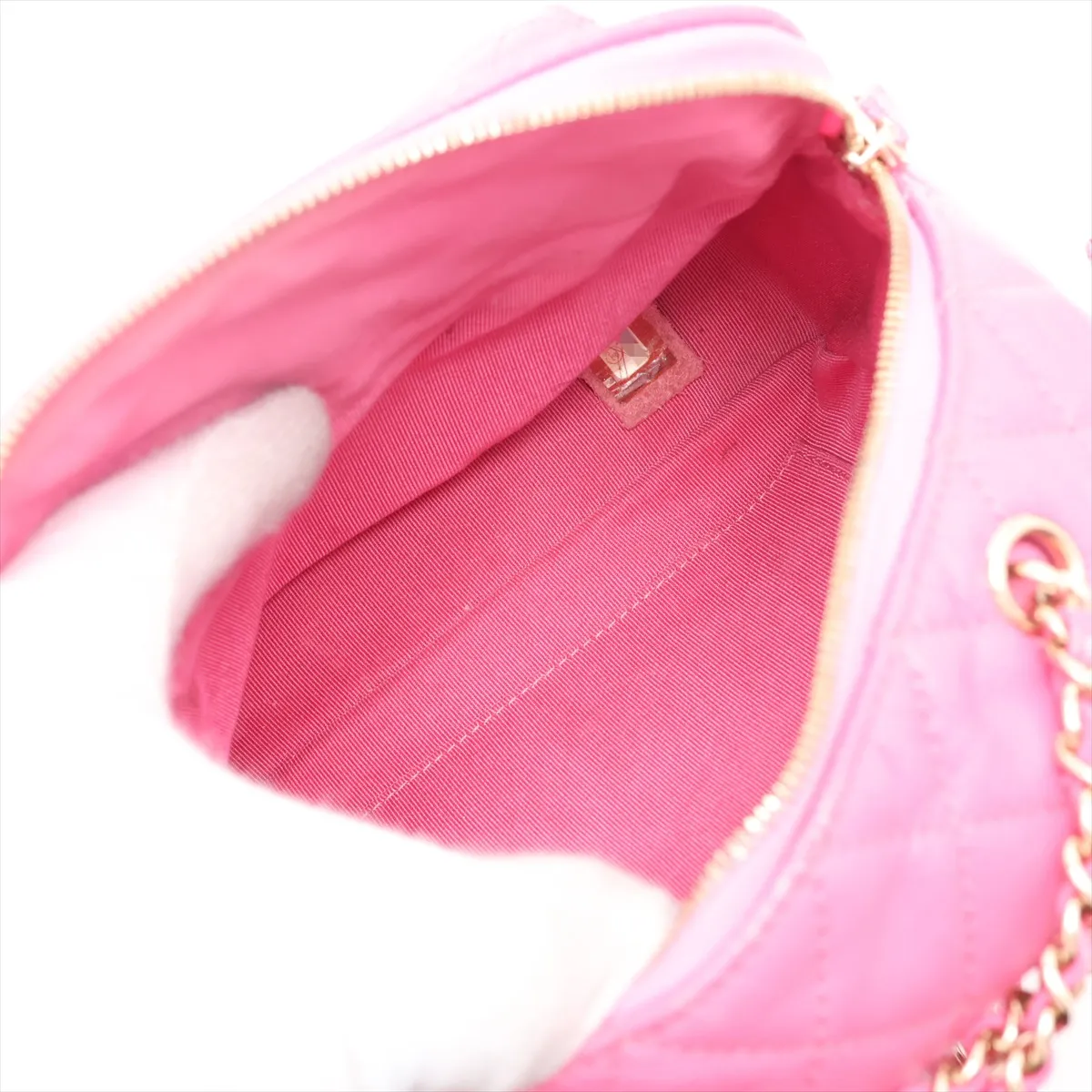 Matelassé Caviar Skin Chain Backpack, Pink with Gold Hardware, 26925387, Serial Number 26 — view 7