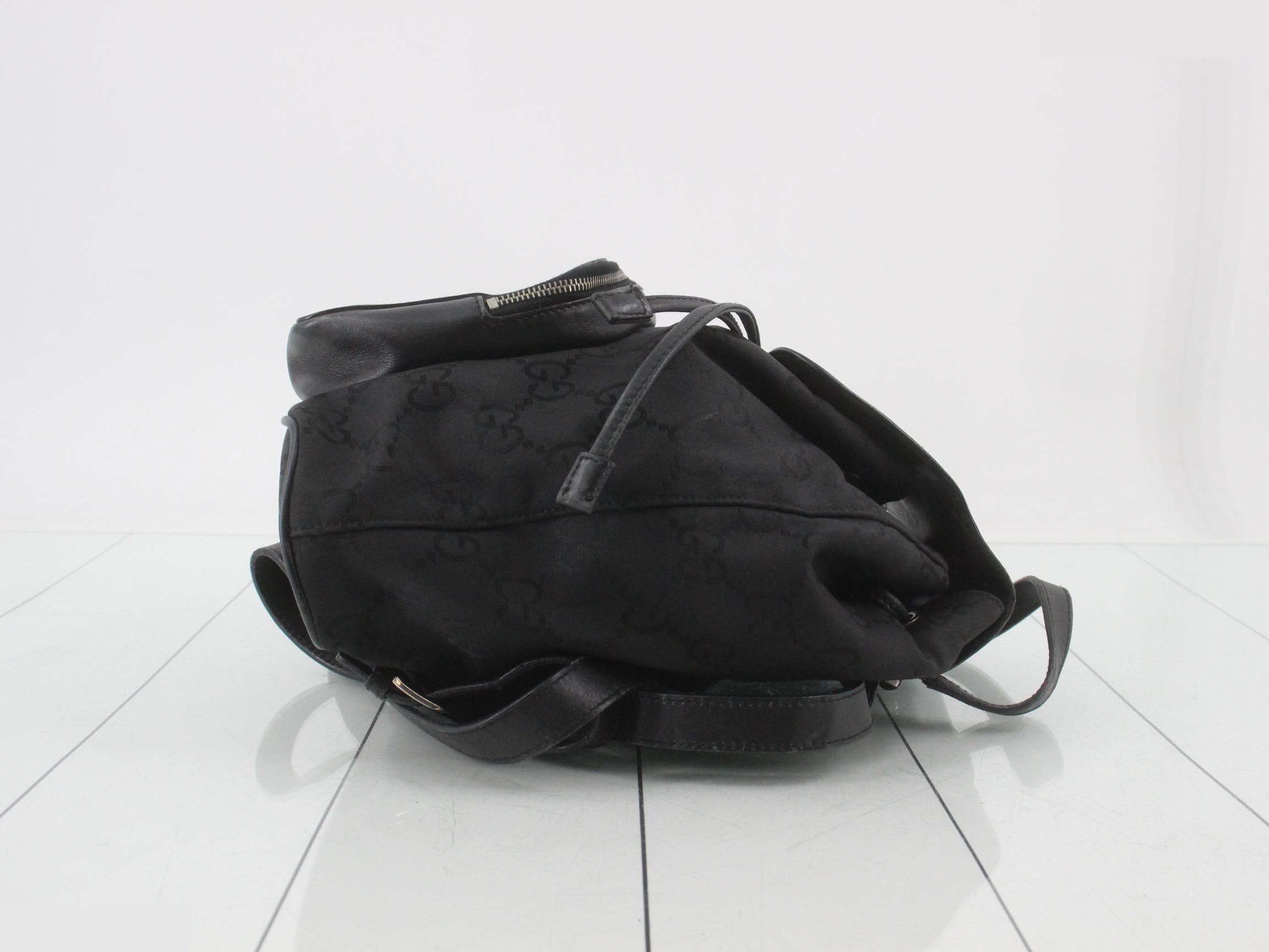 GG Canvas Backpack, Black — view 3