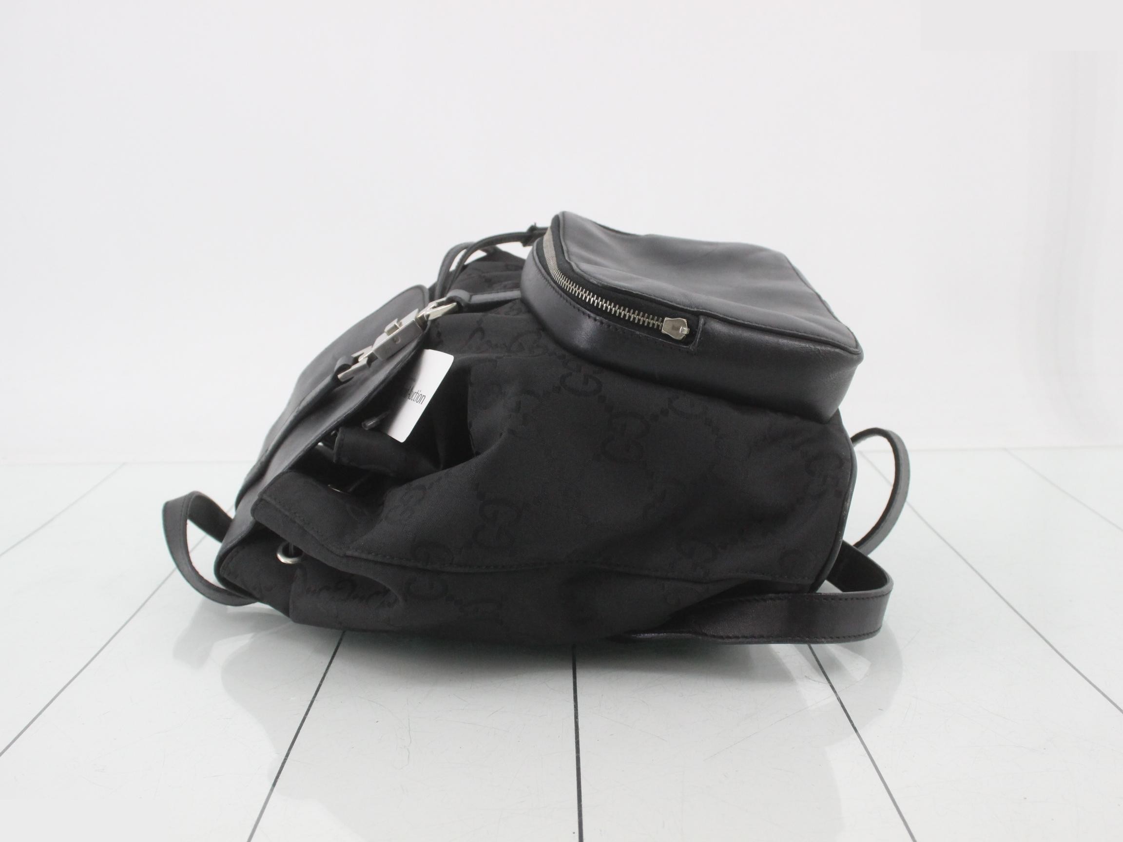 GG Canvas Backpack, Black — view 4