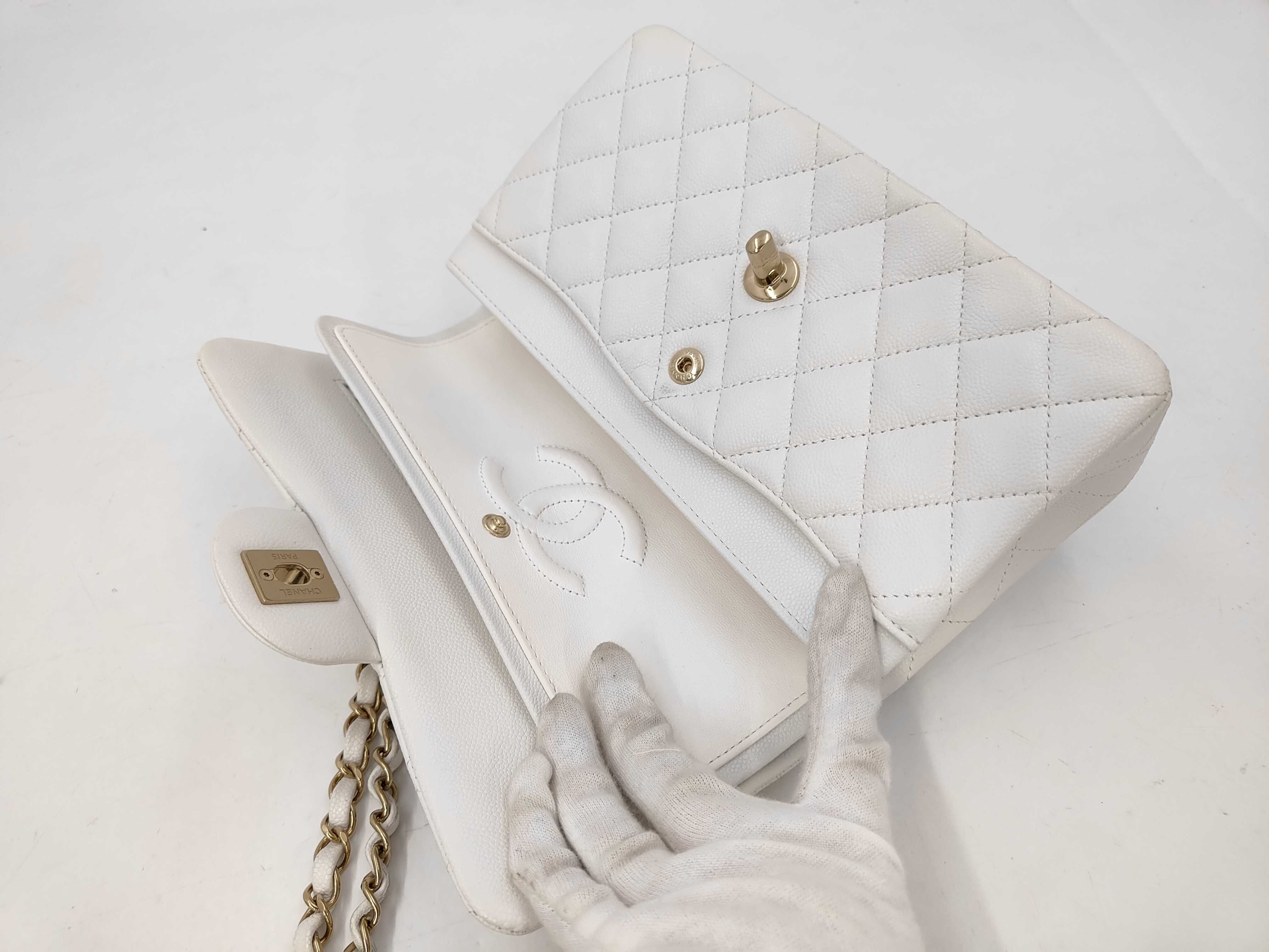 Matelassé Double Flap Caviar Skin Shoulder Bag — view 9