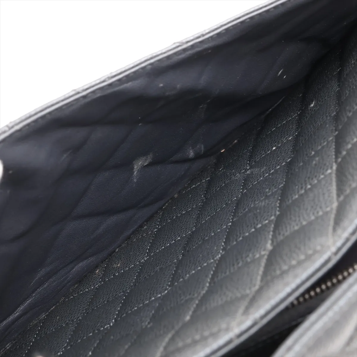 GST Caviar Skin Chain Tote Bag, Gray, Silver Hardware, 17952696, Serial Number 17 — view 12
