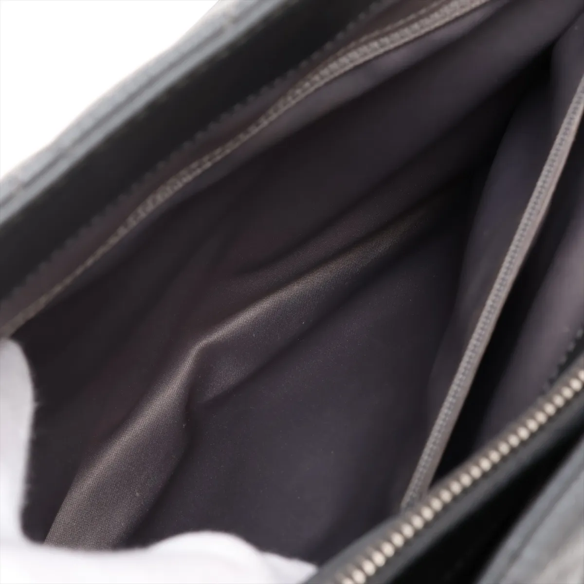 GST Caviar Skin Chain Tote Bag, Gray, Silver Hardware, 17952696, Serial Number 17 — view 9