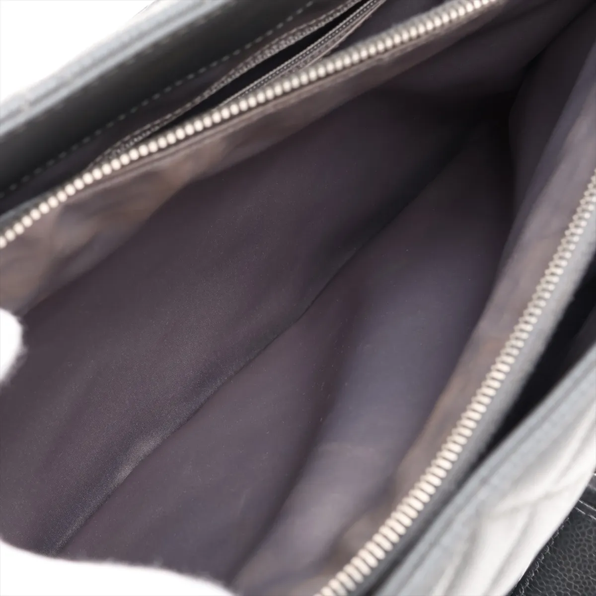 GST Caviar Skin Chain Tote Bag, Gray, Silver Hardware, 17952696, Serial Number 17 — view 10