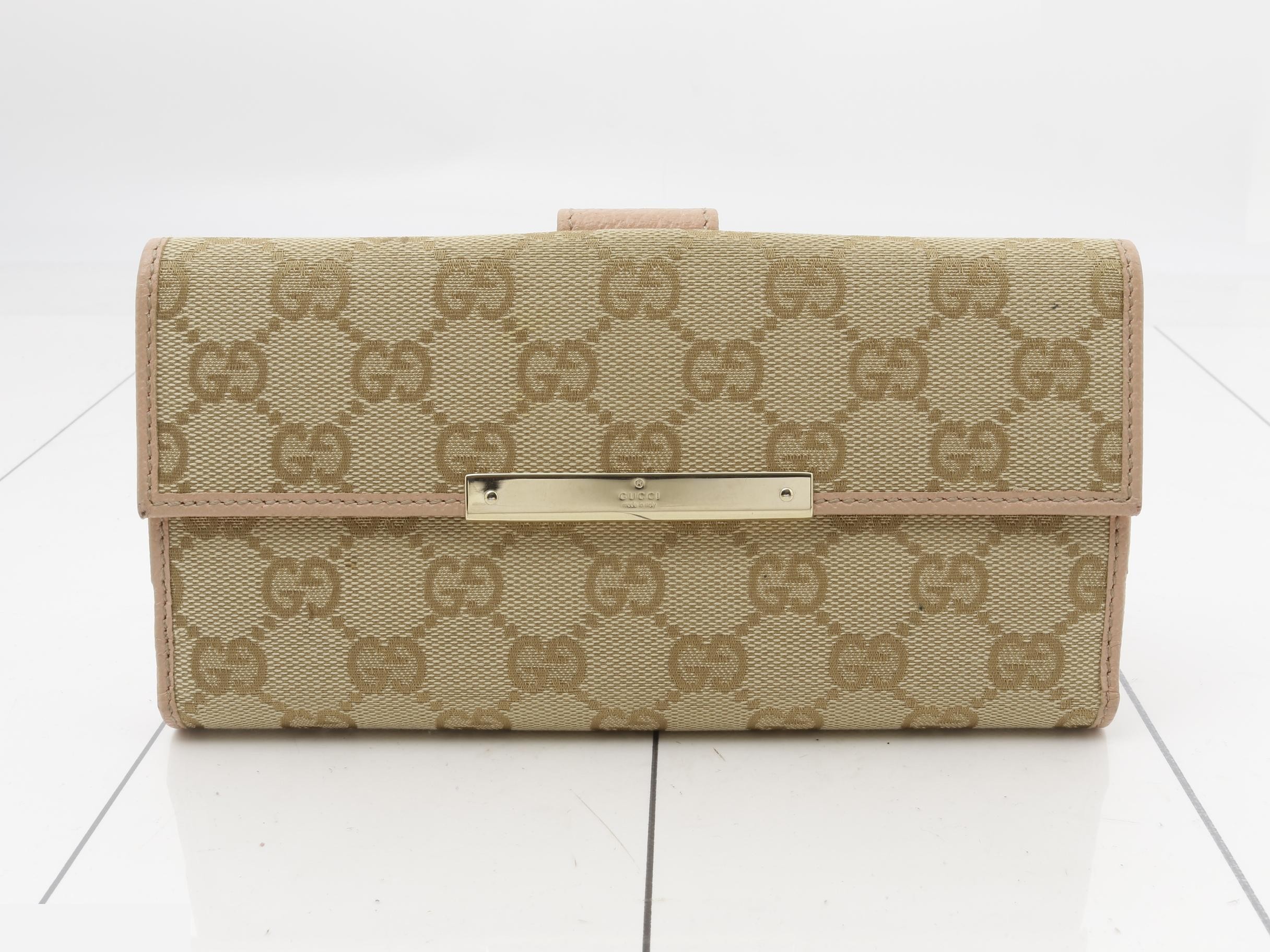 GG Canvas Leather Bi-fold Long Wallet