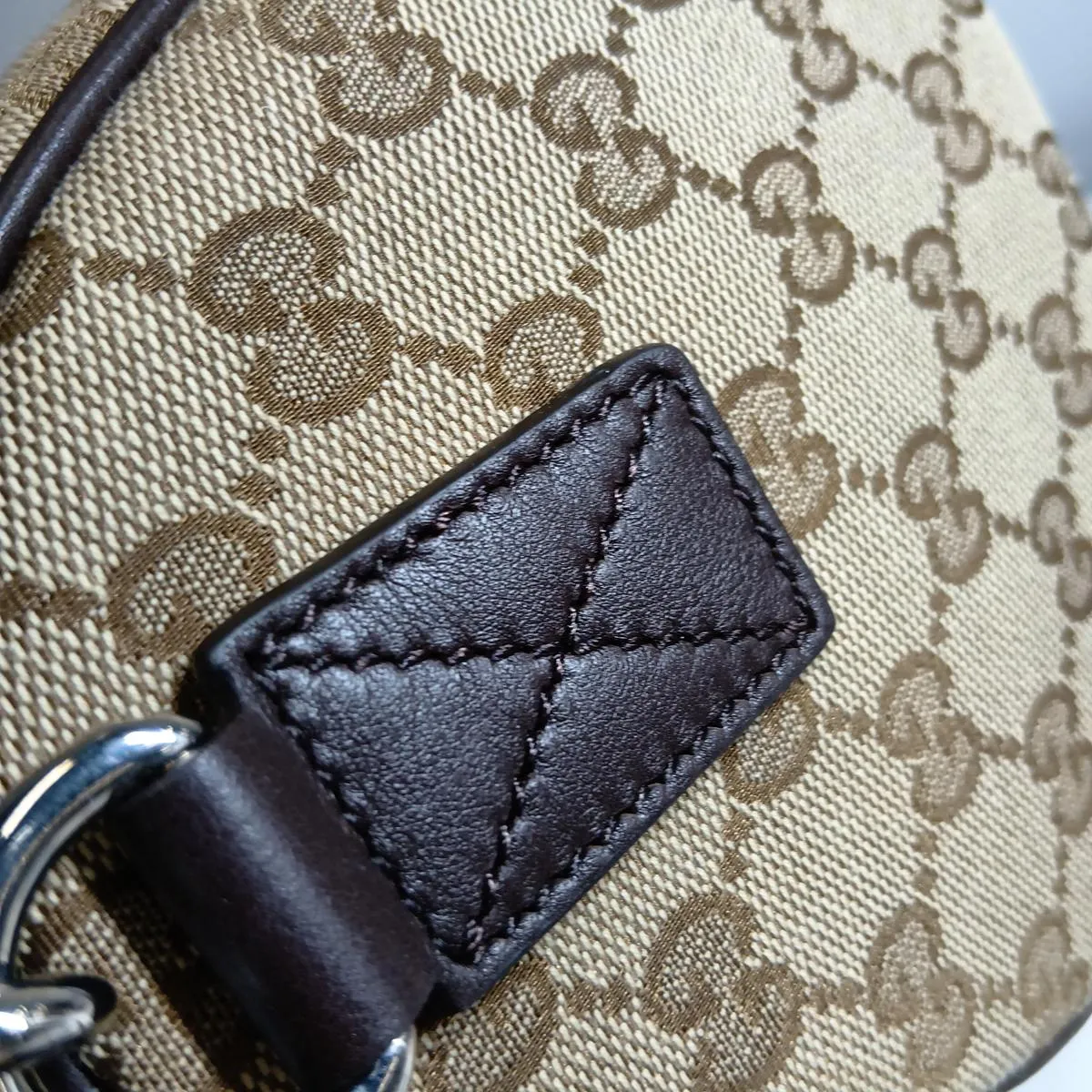 GG Canvas 834455 Canvas x Leather Shoulder Bag Beige x Brown — view 11