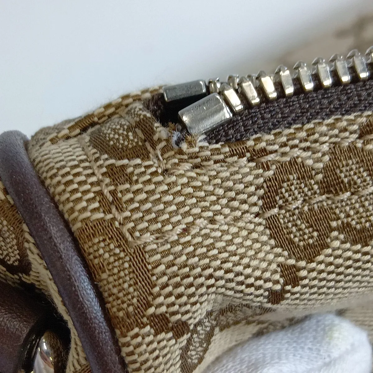 GG Canvas 834455 Canvas x Leather Shoulder Bag Beige x Brown — view 12