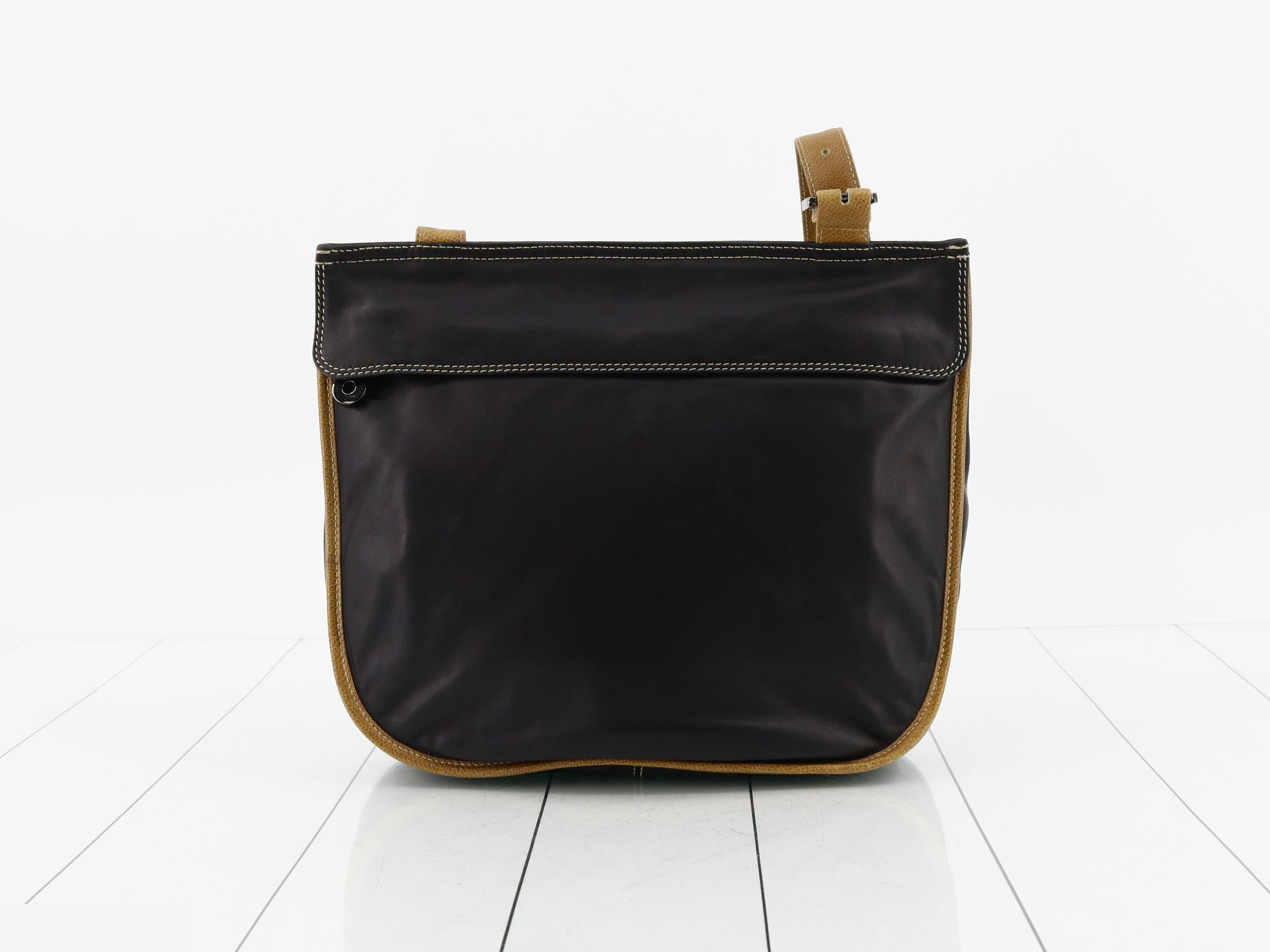 Anagram Shoulder Bag, Leather, Black — view 2