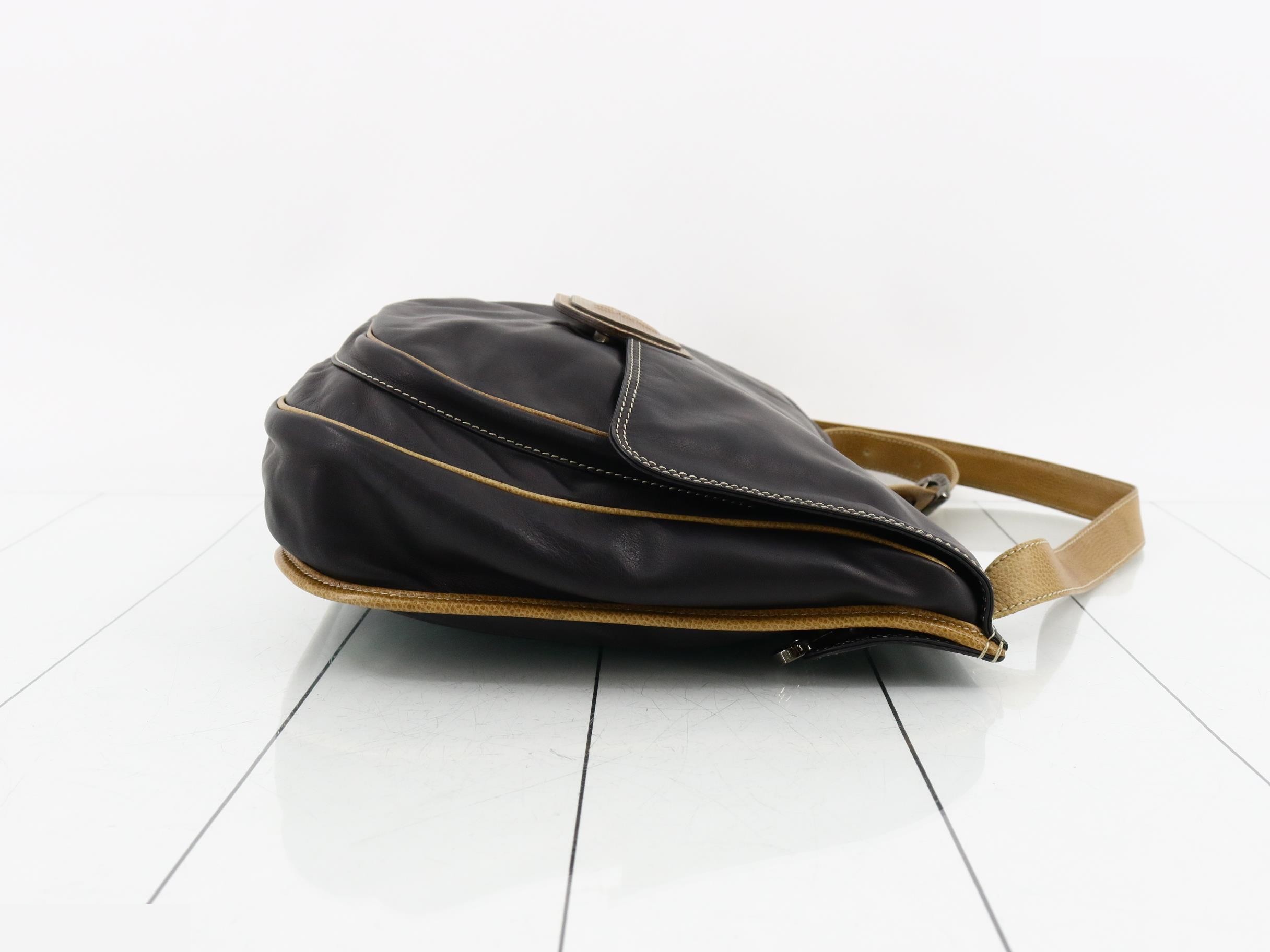 Anagram Shoulder Bag, Leather, Black — view 3
