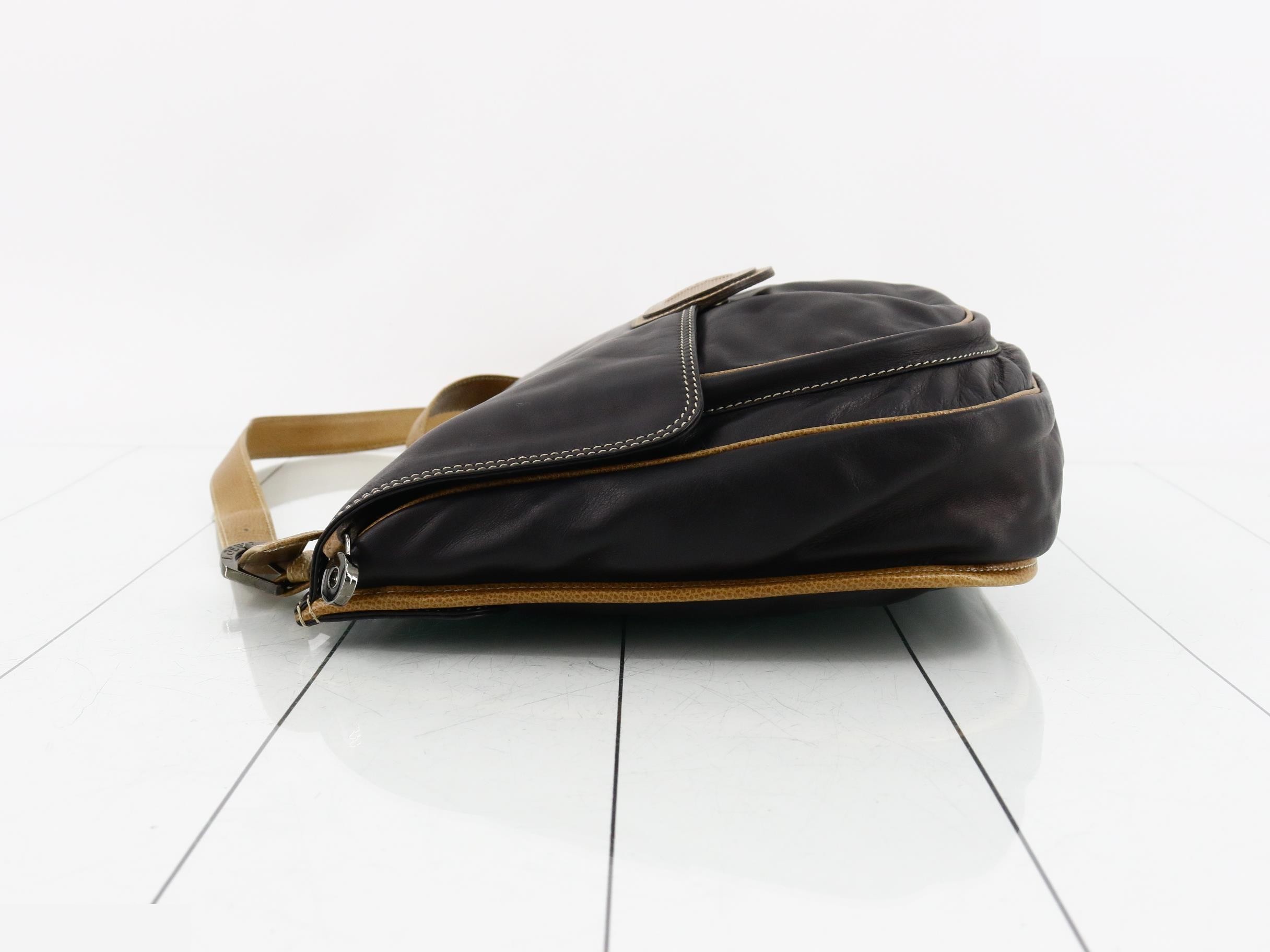 Anagram Shoulder Bag, Leather, Black — view 4