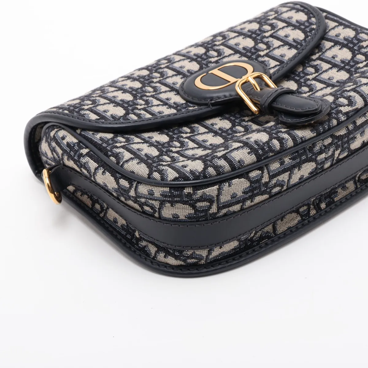 Oblique Bobby Canvas x Leather 2-Way Shoulder Bag, Navy — view 4