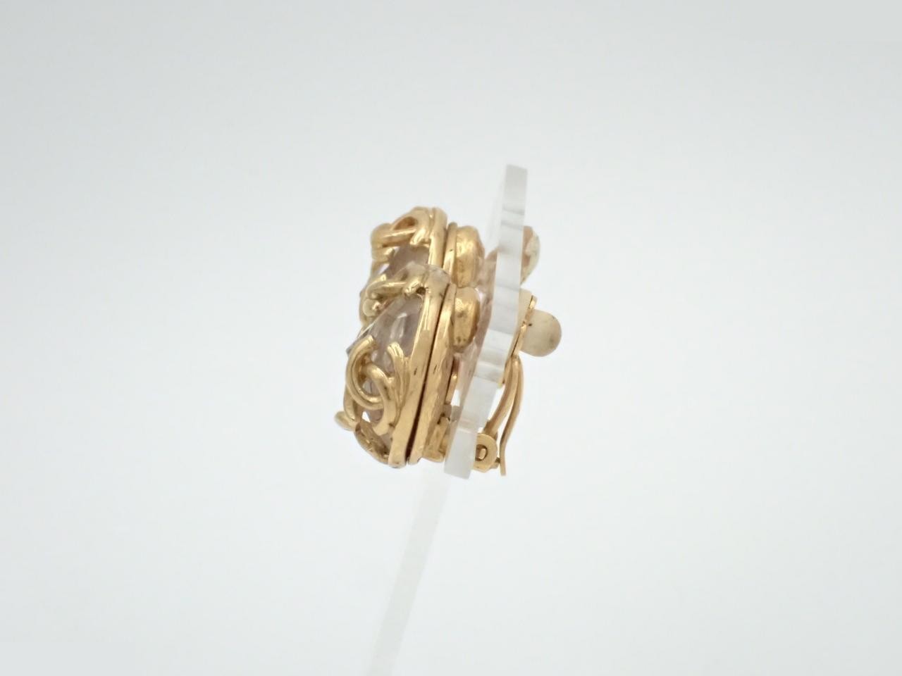 Earrings, Coco Mark design, gold, stone — view 3